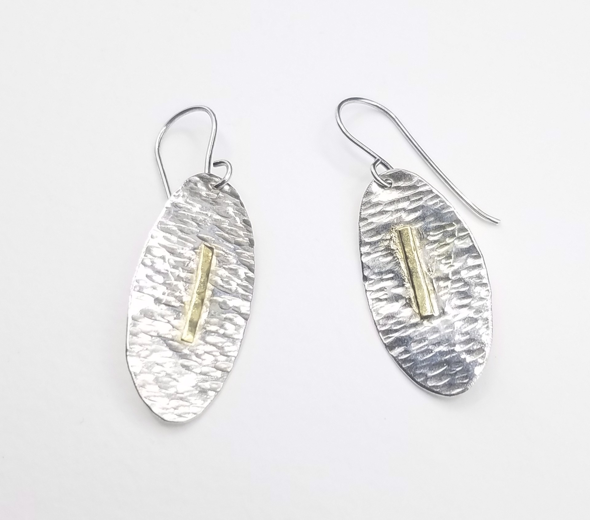 Hammered Oval Drop Earrings by Anita Shuler