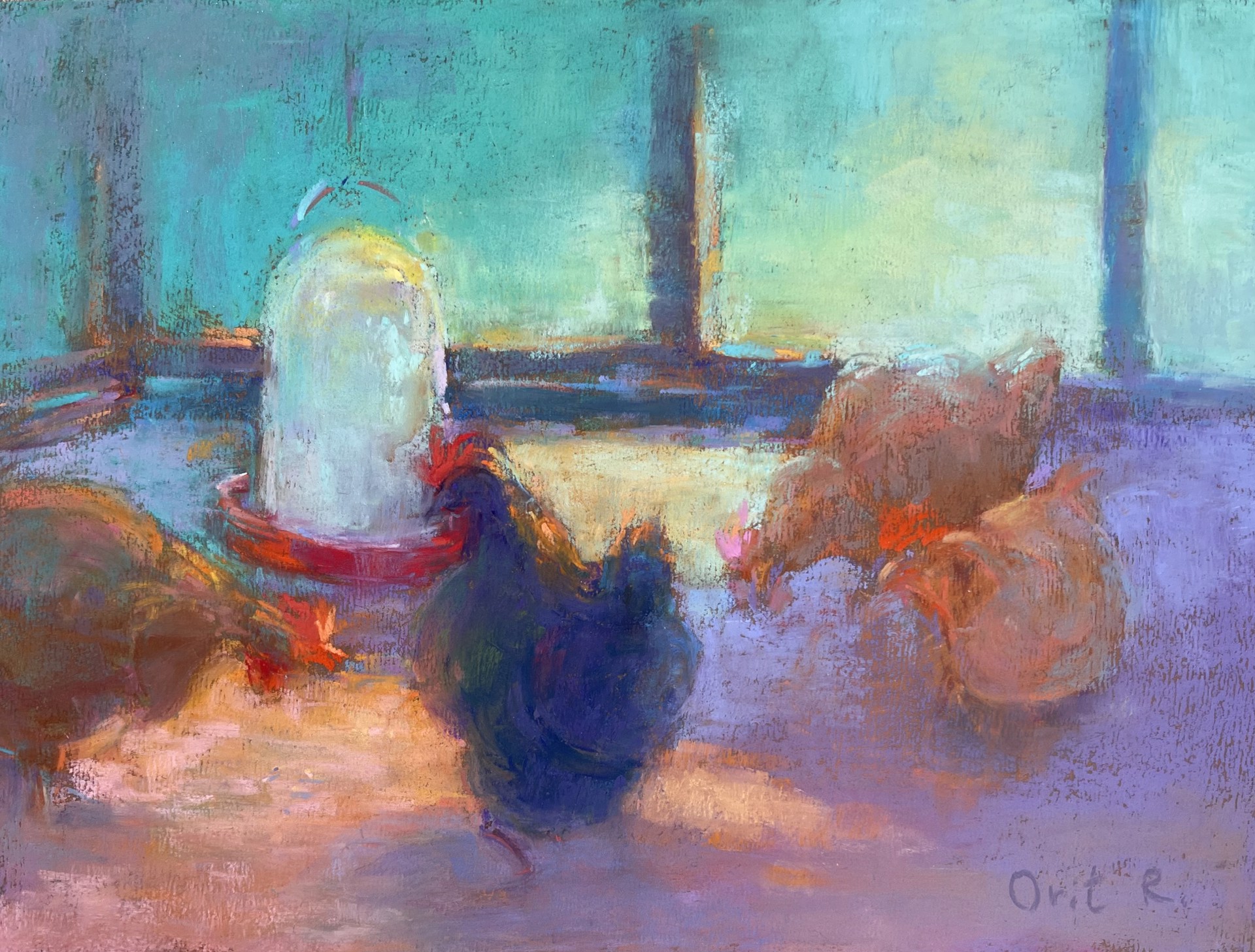 Evening Chickens by Orit Reuben