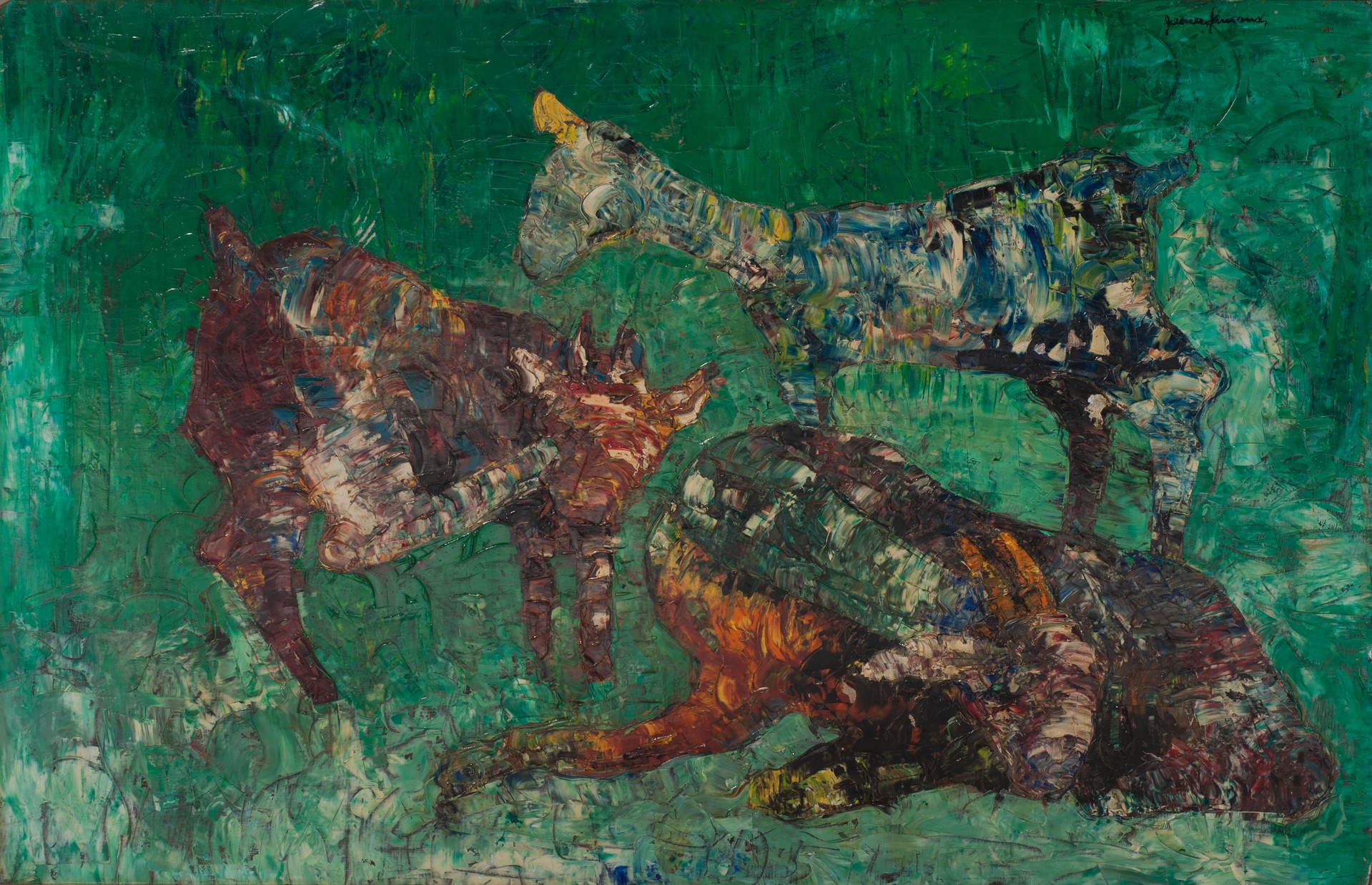 Goat Fight #24-3-96GSN by Gesner Armand (Haitian, 1936-2008)