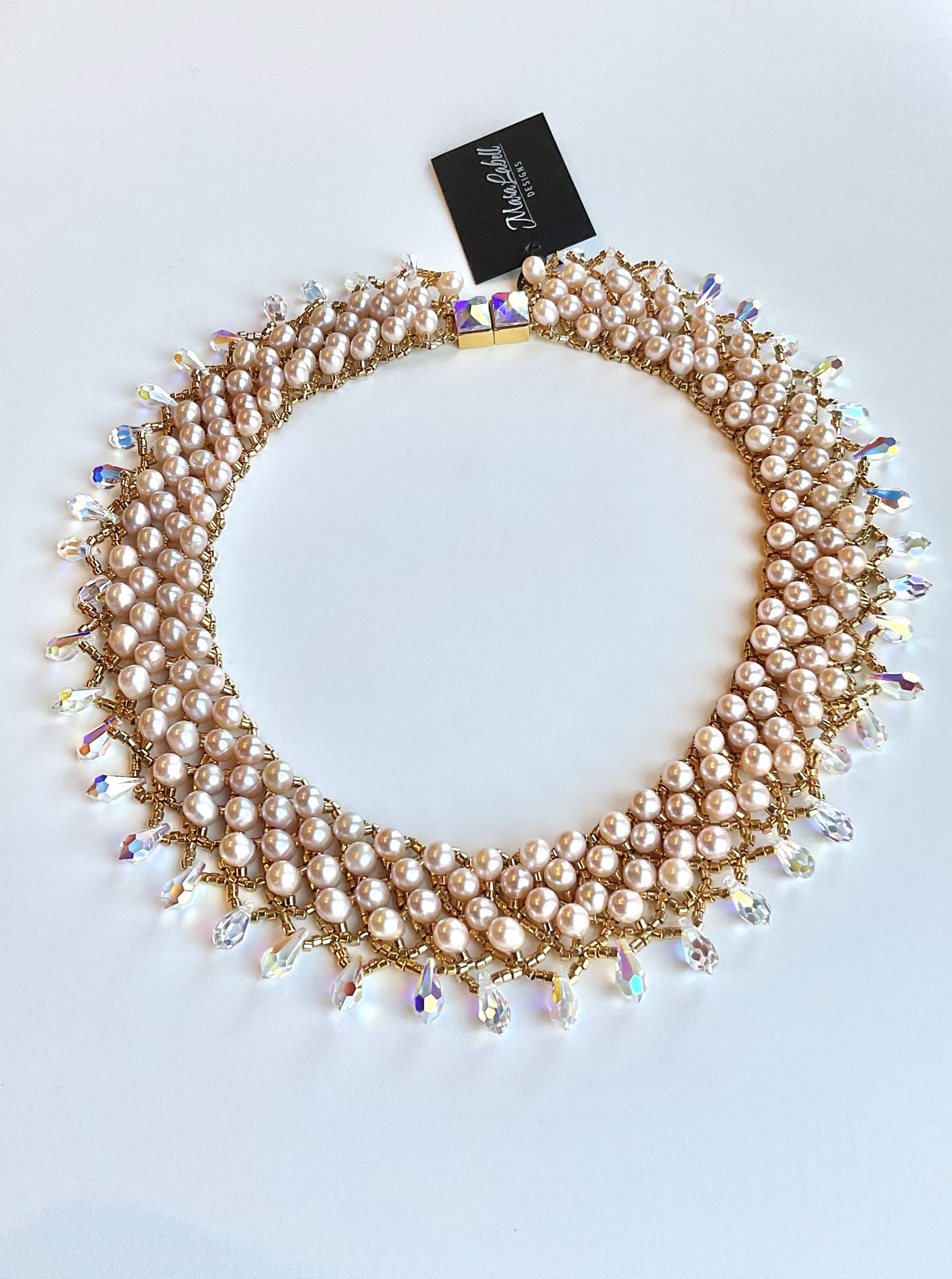 Grace Medium Collar Pink Pearl on Gold by Mara Labell