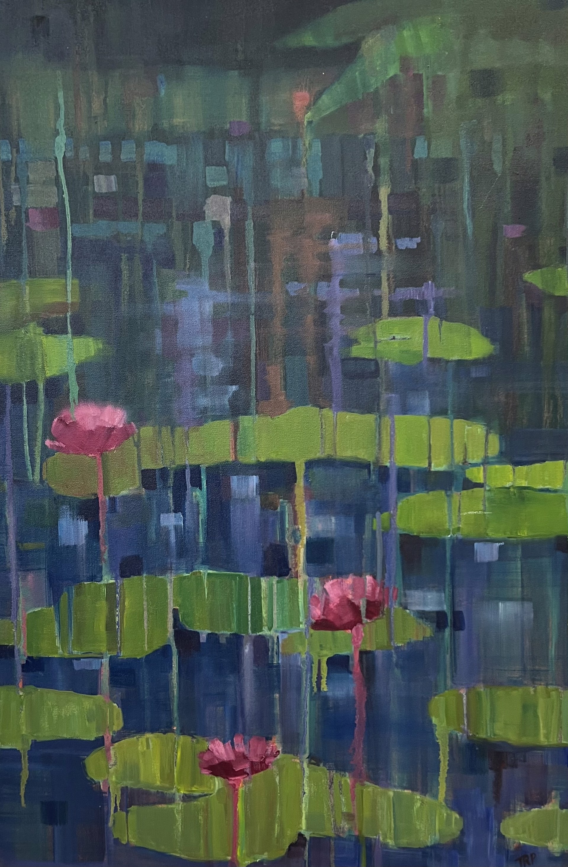 Night Lilies / horizontal commission / remaining balance by Terry Romero Paul