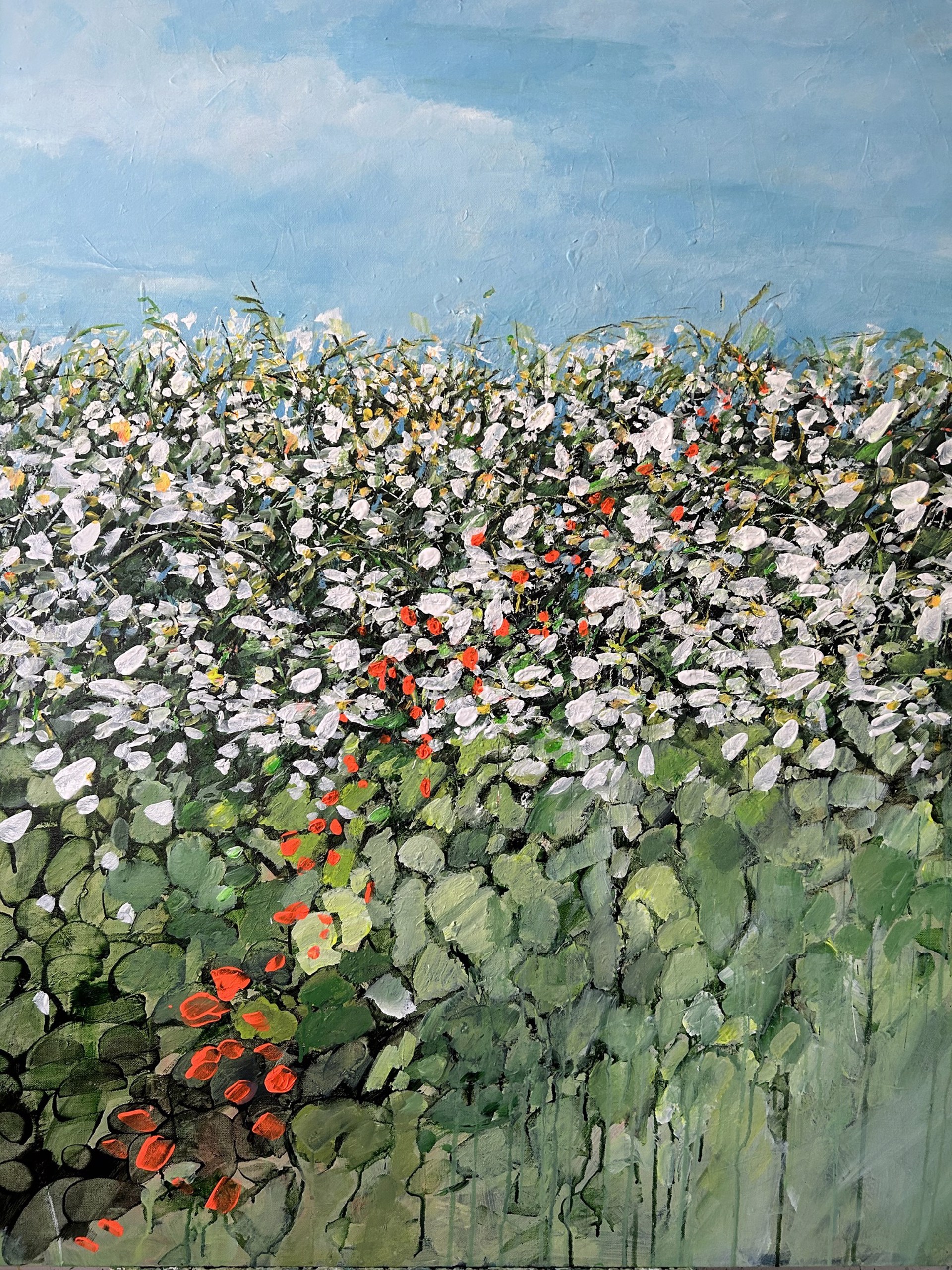 Flowerfield with Red Dots by Marleen De Waele - De Bock