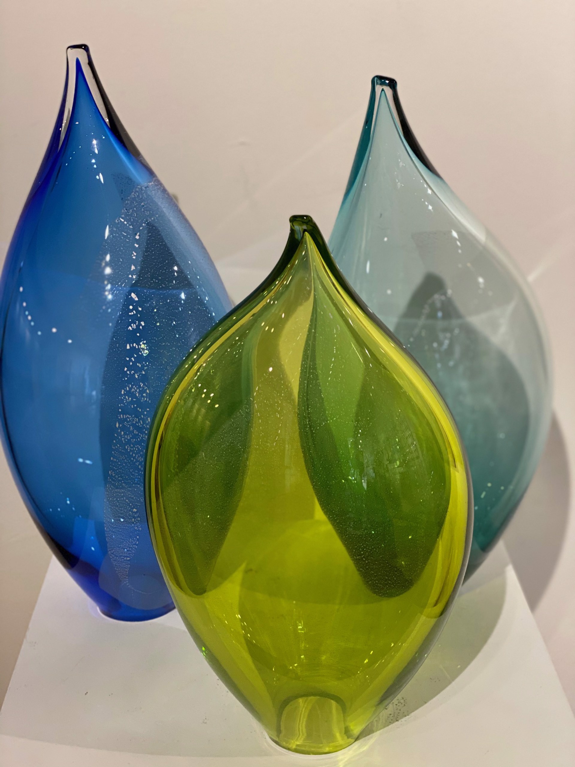Flame Trio (Citron/Marine/Blue) by Sigwarth Glass