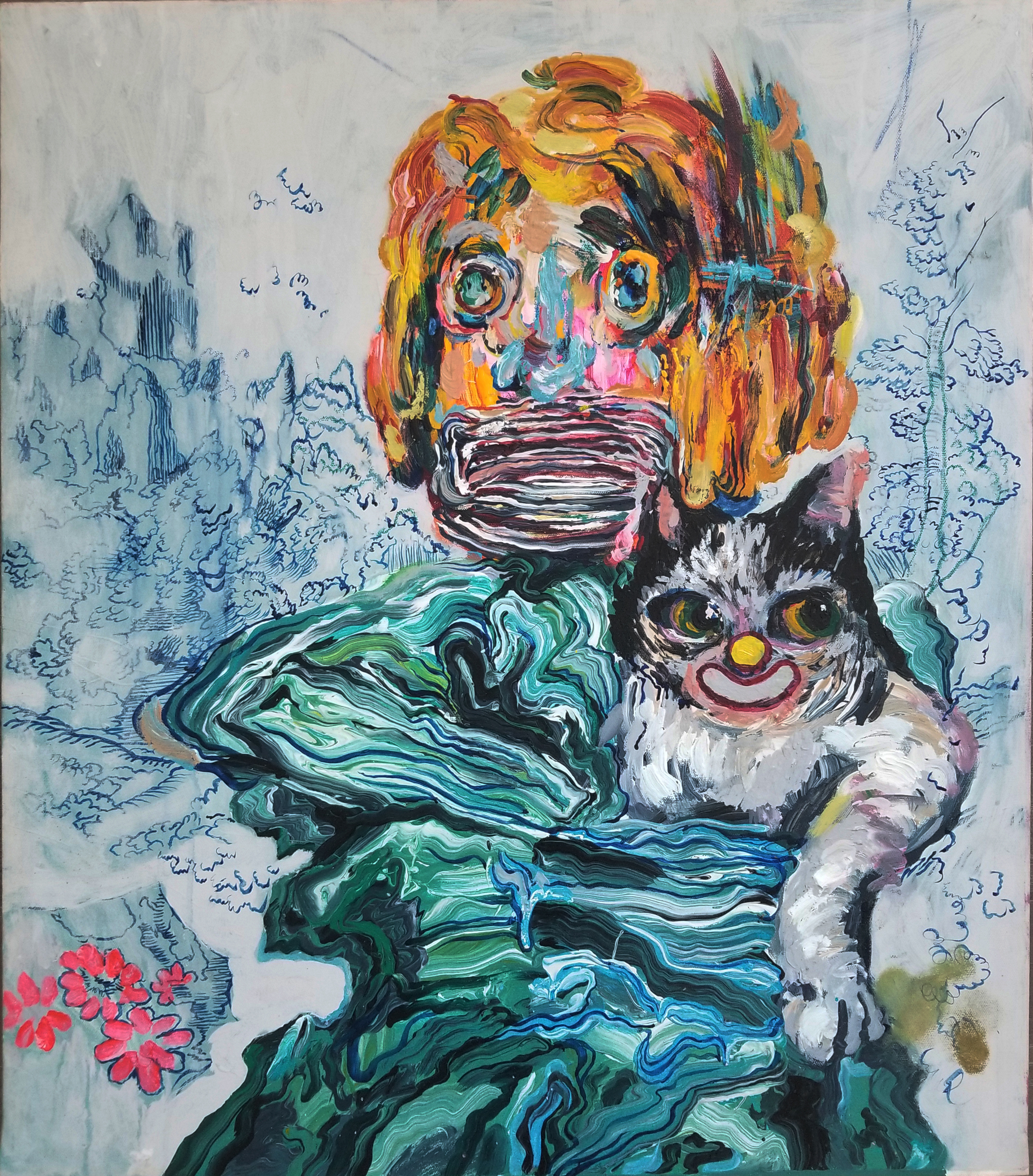 Boy with a Cat by Ken Gun Min
