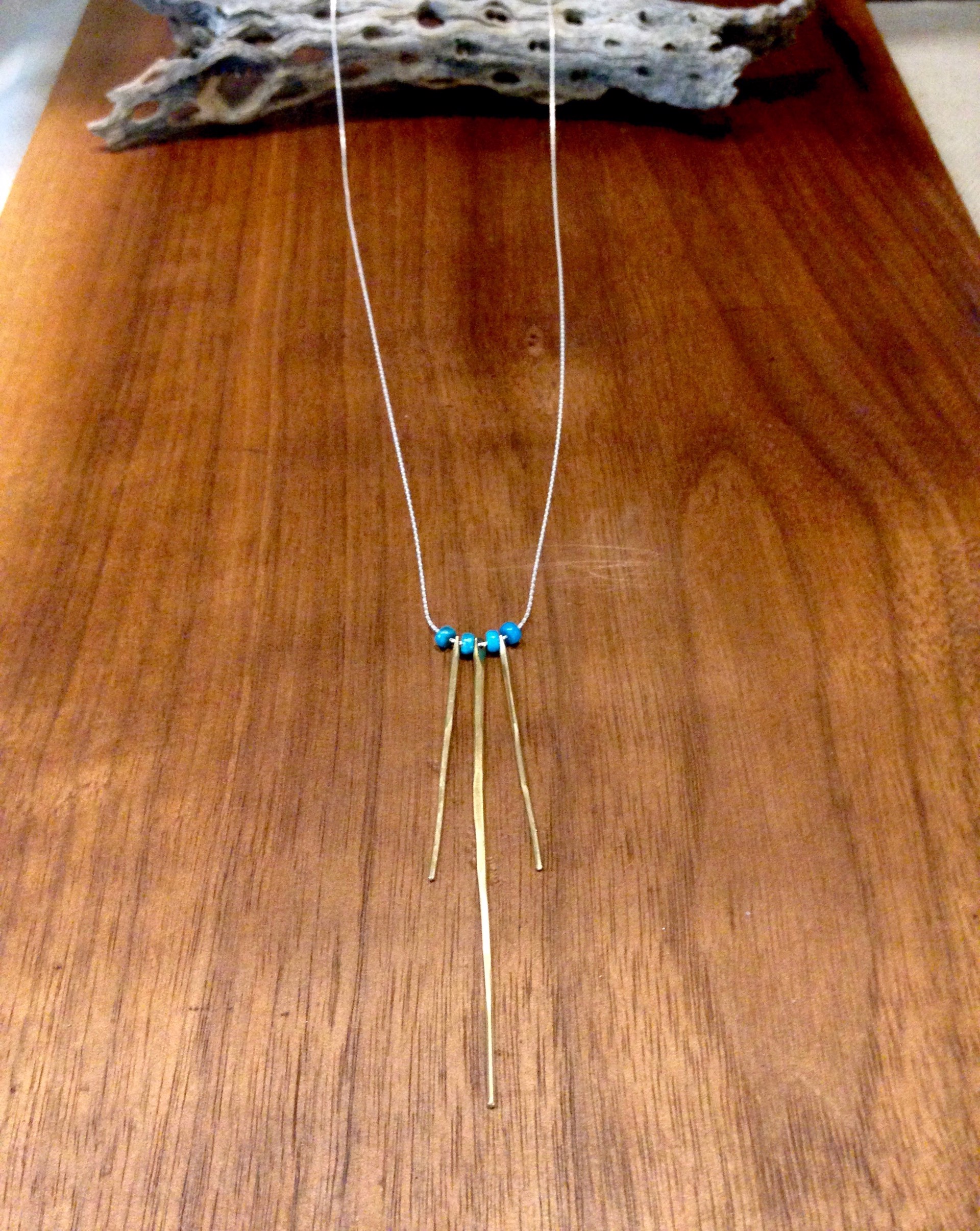 Turquoise Triple Spine Necklace - Brass by Clementine & Co. Jewelry