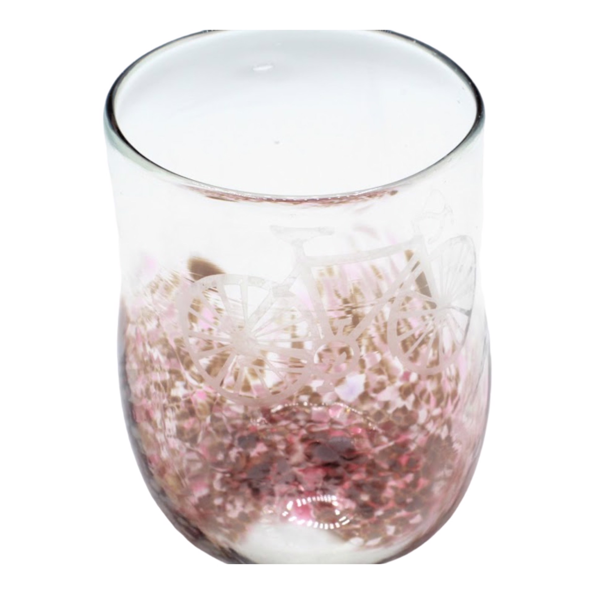 Bicycle Hand Blown Glass Cup - Pink by Katie Sisum