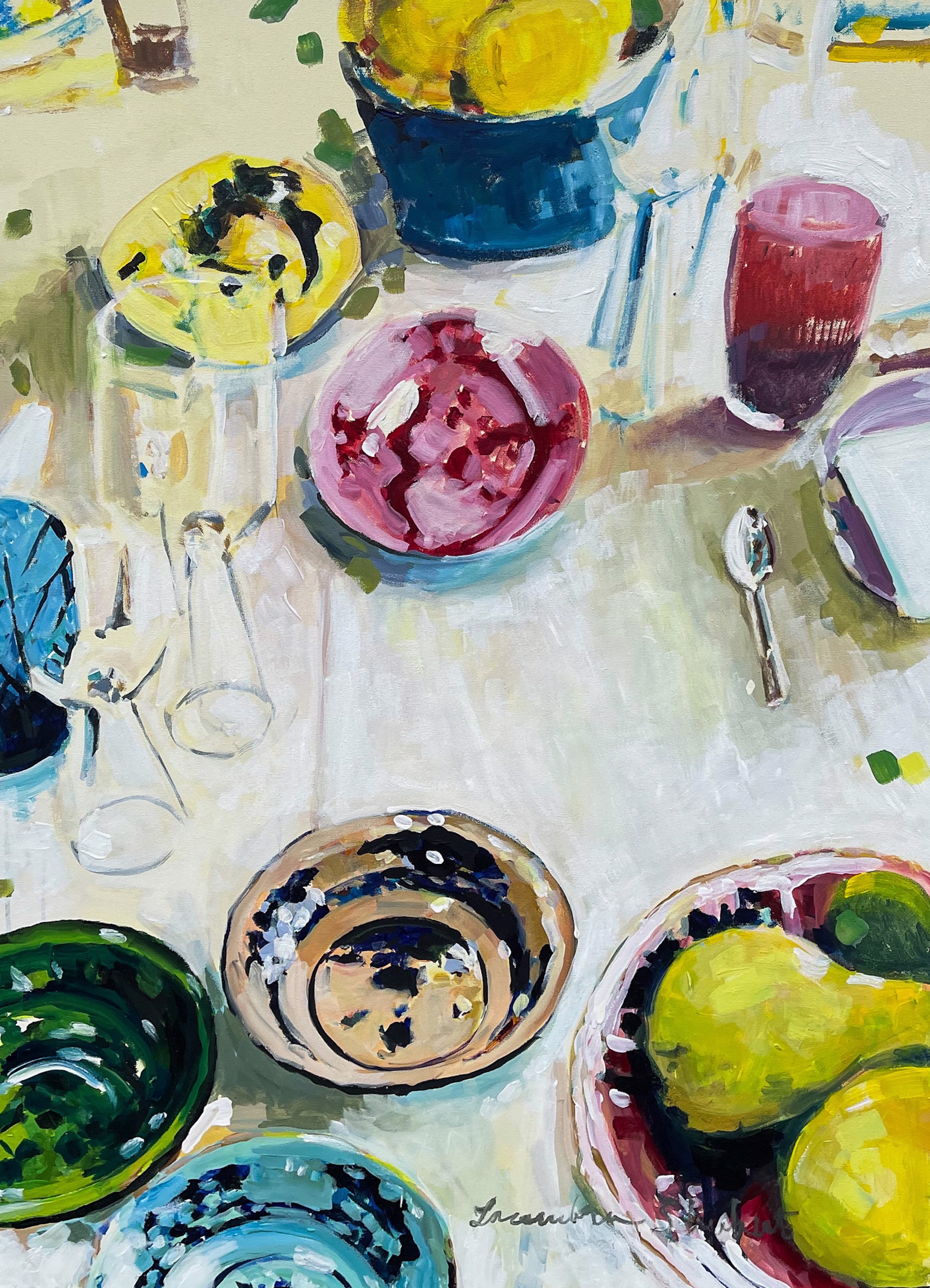 Colorful Plates and Fruit by Laura Lacambra Shubert