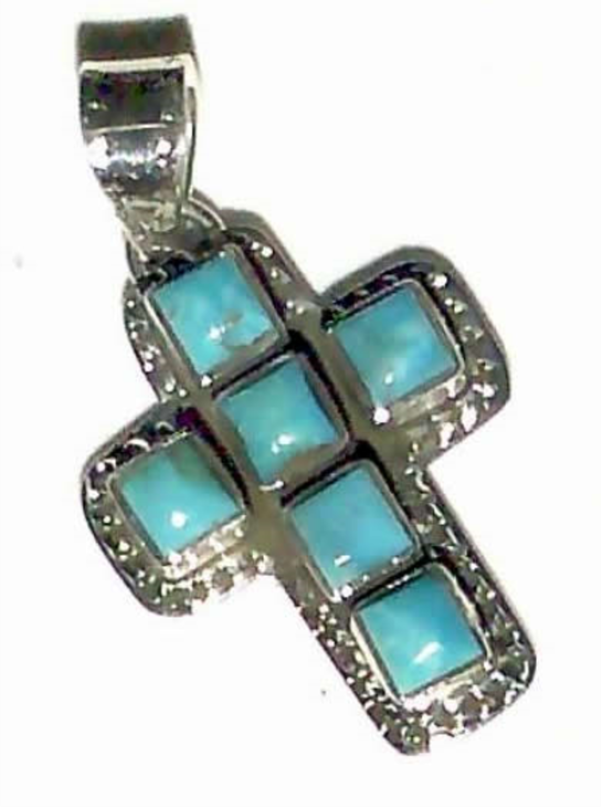Pendant - Small Turquoise Square Cross by Dan Dodson
