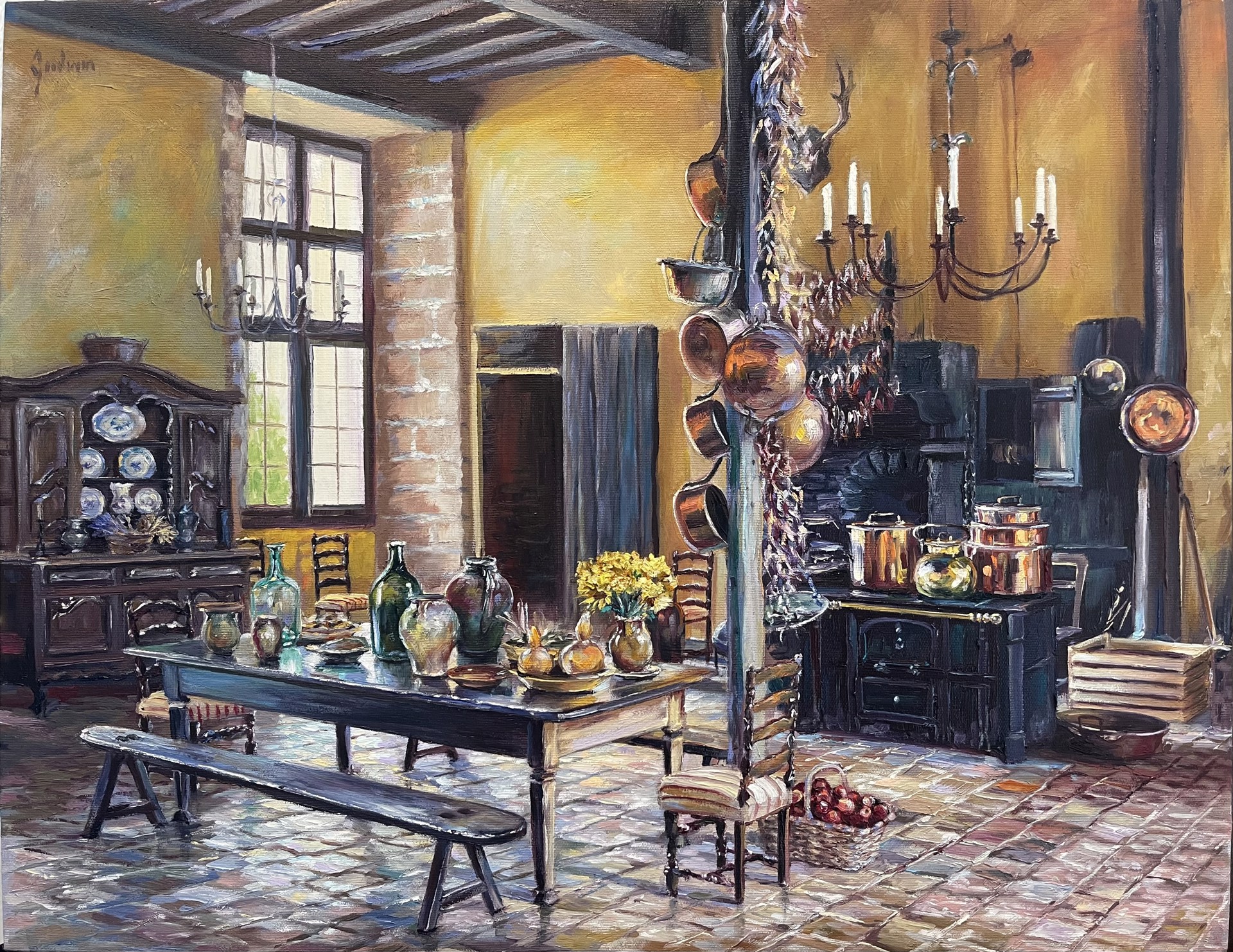 Timbered Kitchen at Chateau de Cormatin by Lindsay Goodwin