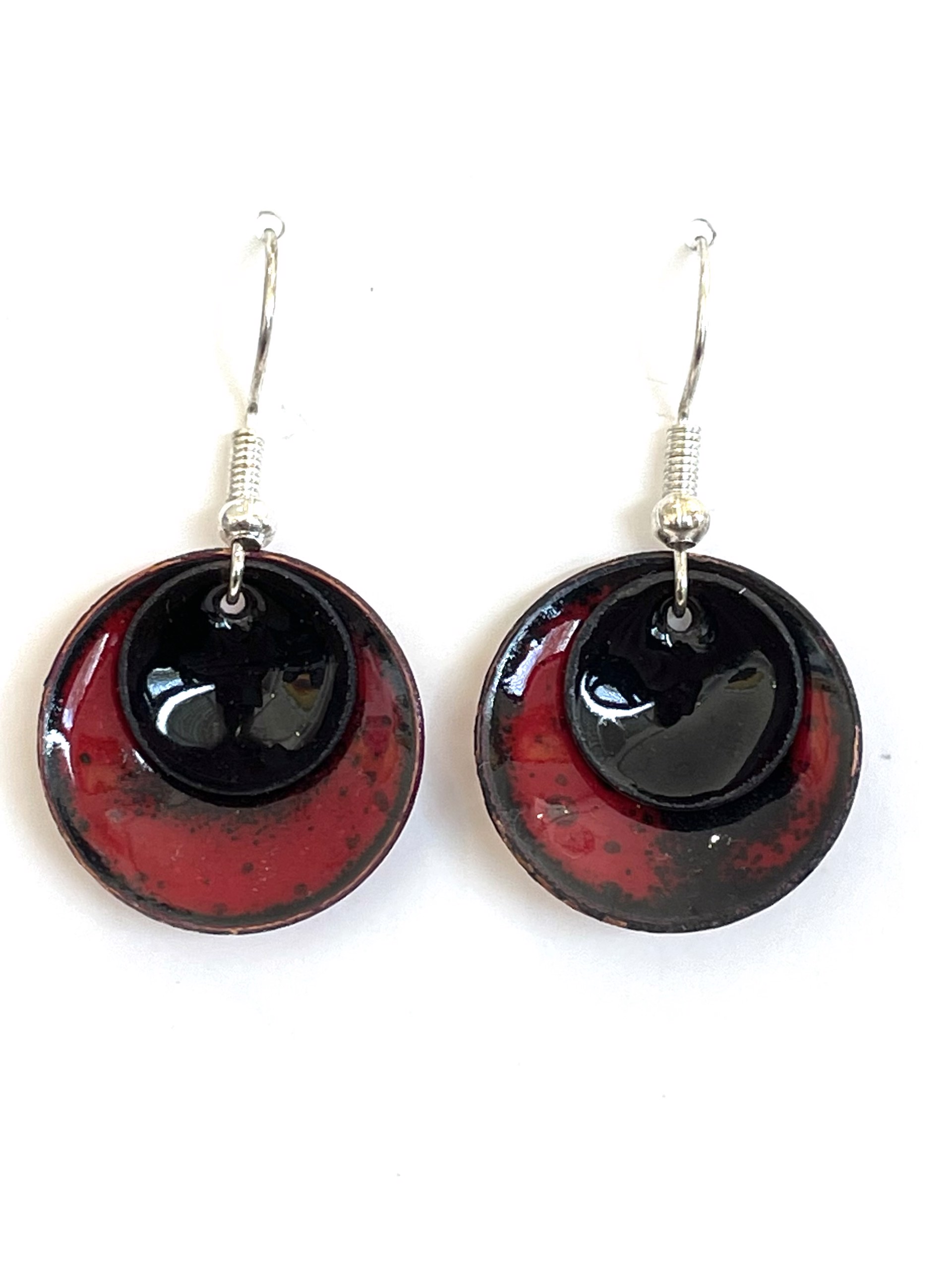 CT 1.1 Double Dots Black and Red Earrings by Cathy Talbot