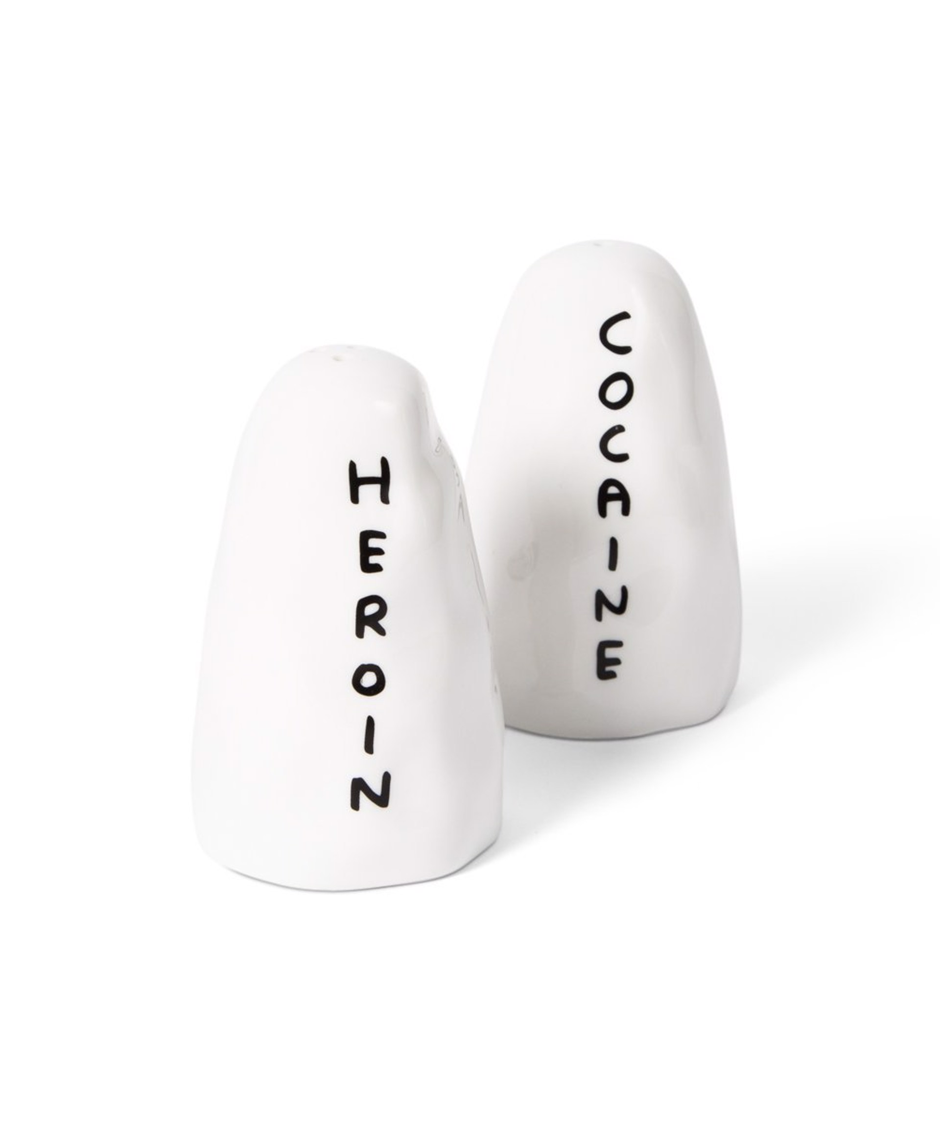 Heroin & Cocaine Salt and Pepper Shakers by David Shrigley
