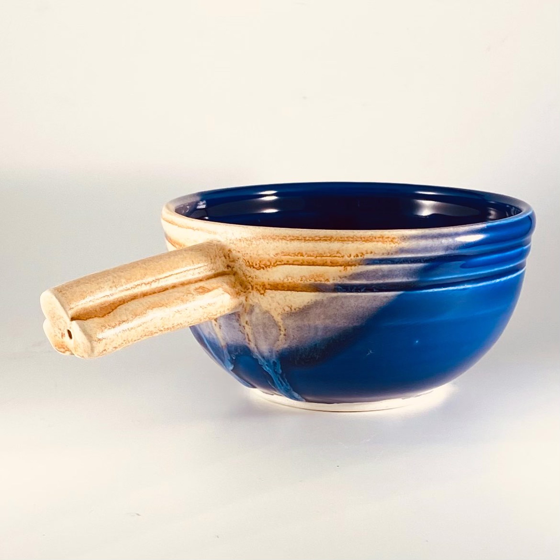Cobalt Soup Bowl with Handle IO22-11 by Ilene Olanoff