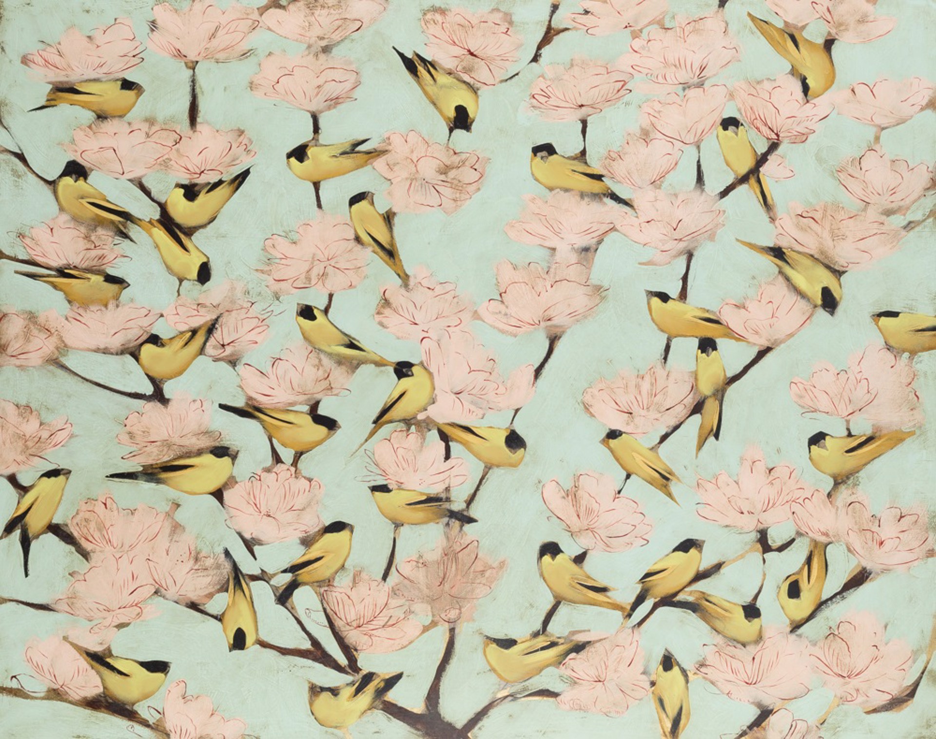 Blossoms and Finches by Joseph Bradley