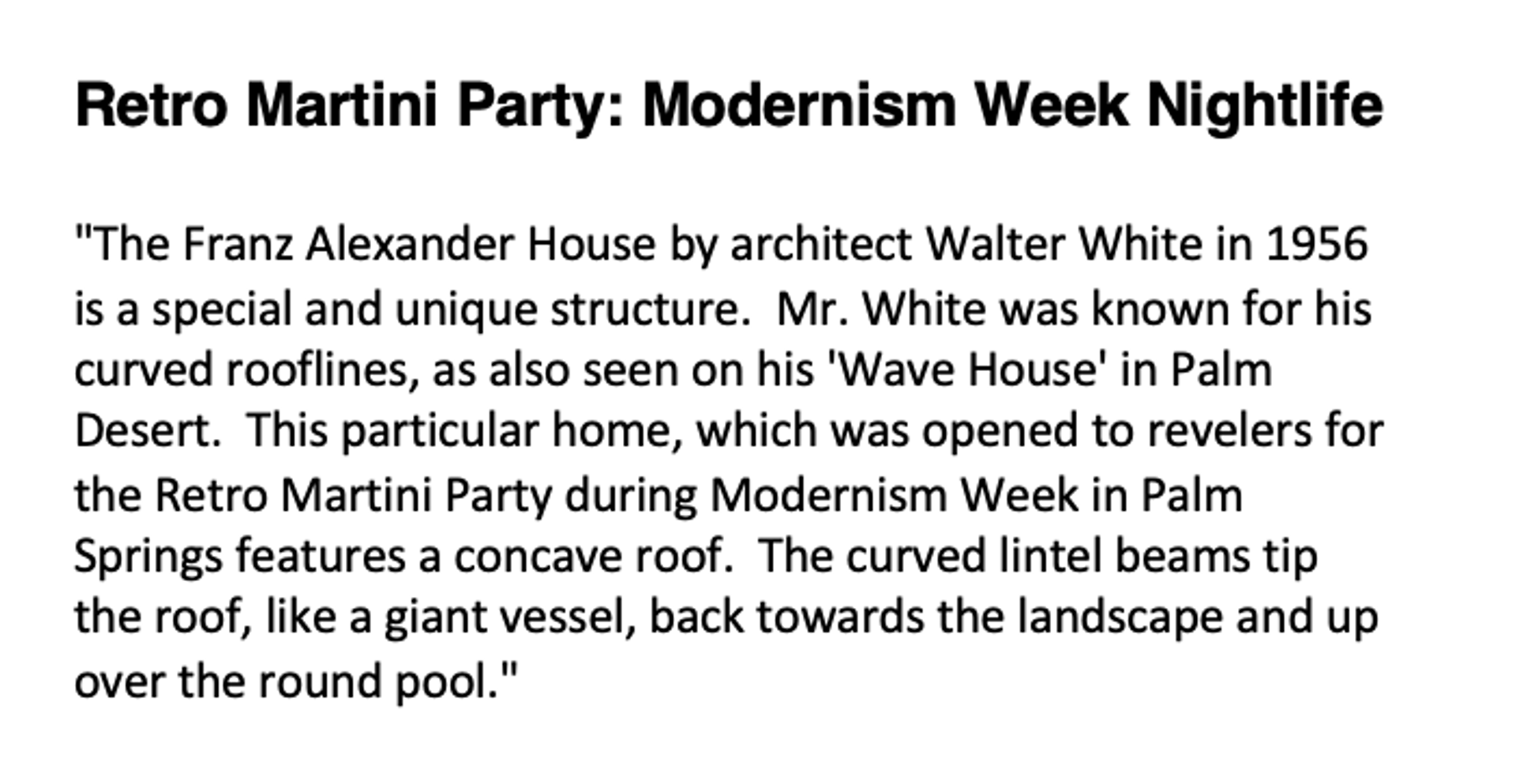 Retro Martini Party: Modernism Week Nightlife