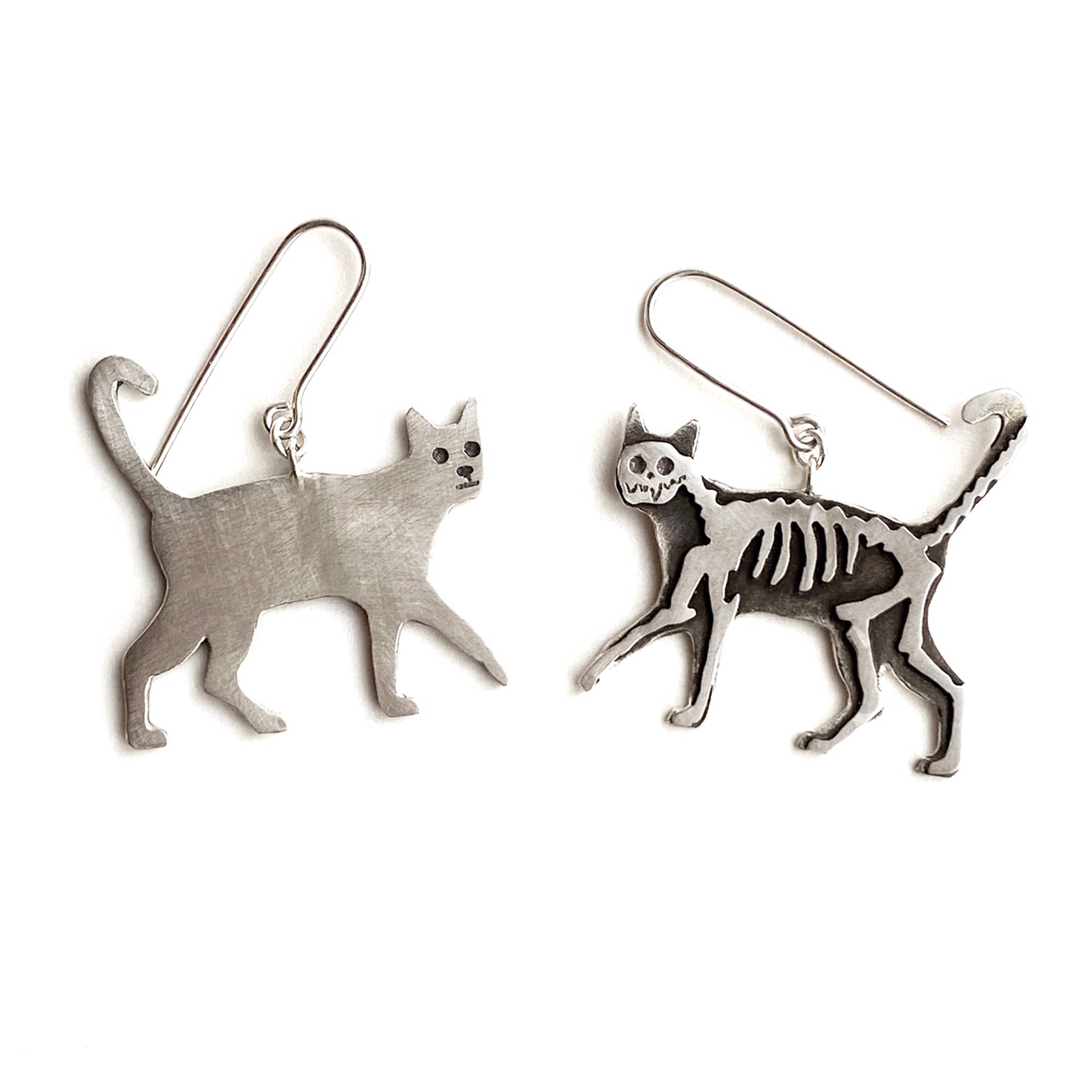 Double sided kitty earrings by Susan Elnora