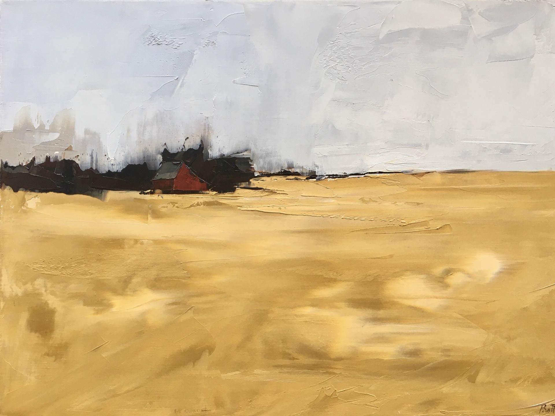 Red House Yellow Field (SOLD) by SANDRA PRATT