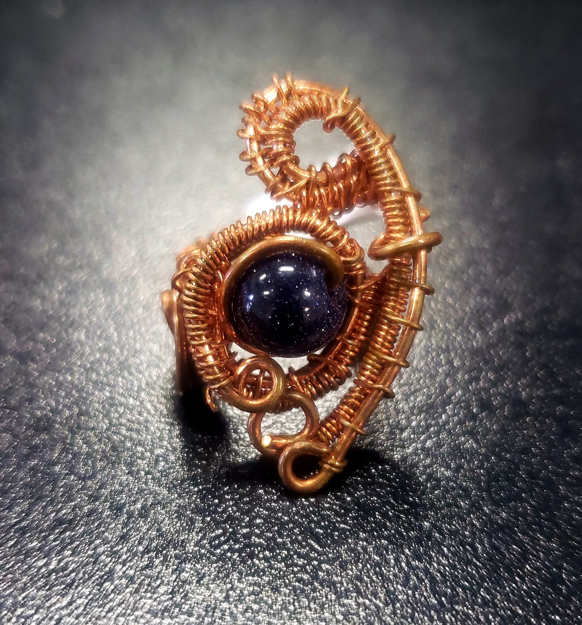 Copper Ring with Blue Glass by Leba London