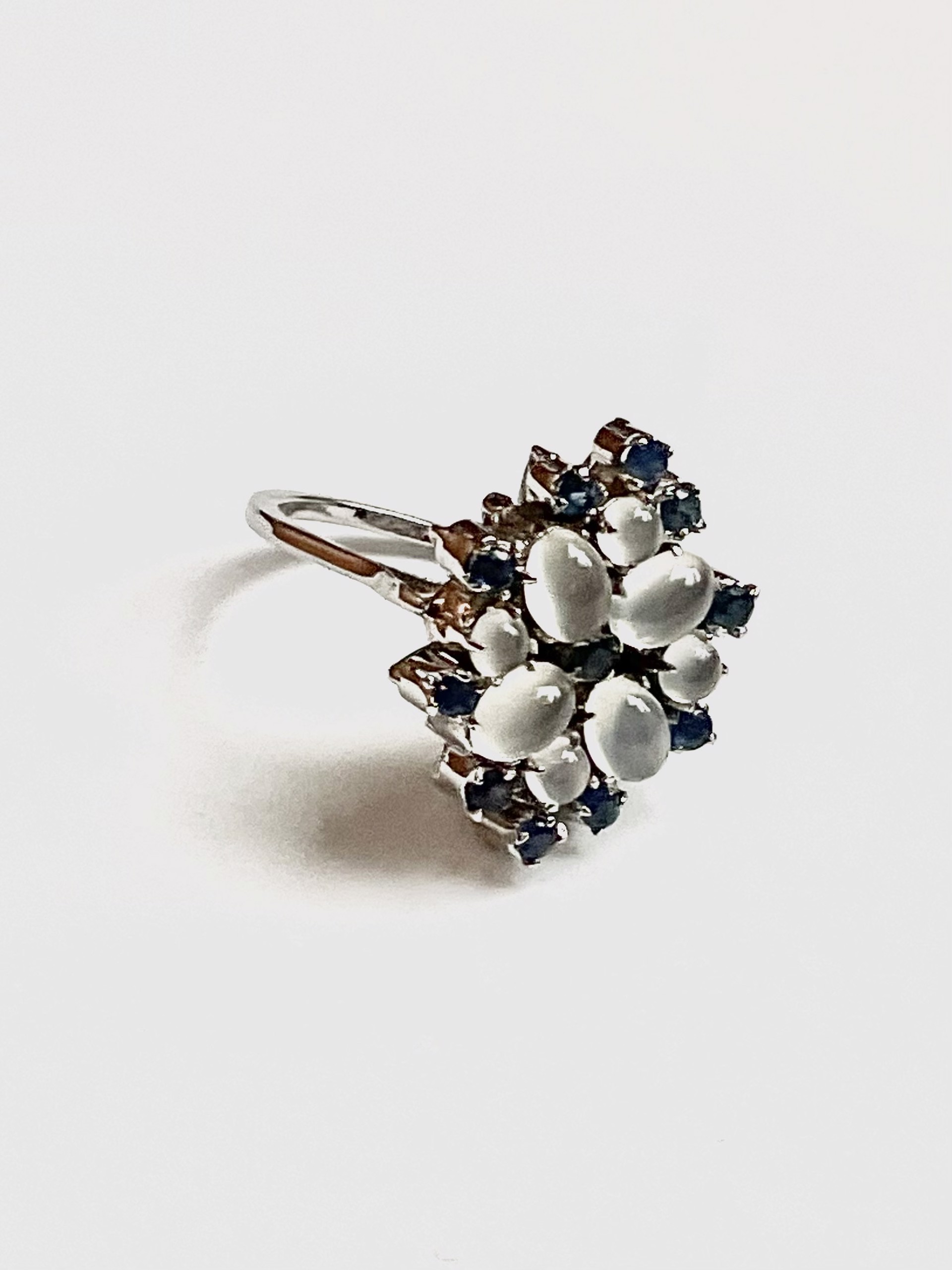 Moonstone and Sapphire Ring by J. Catma