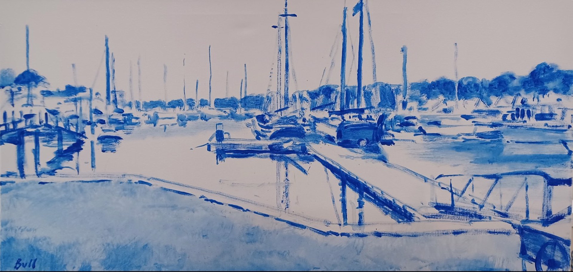 Harbor In Blue by Alan Bull