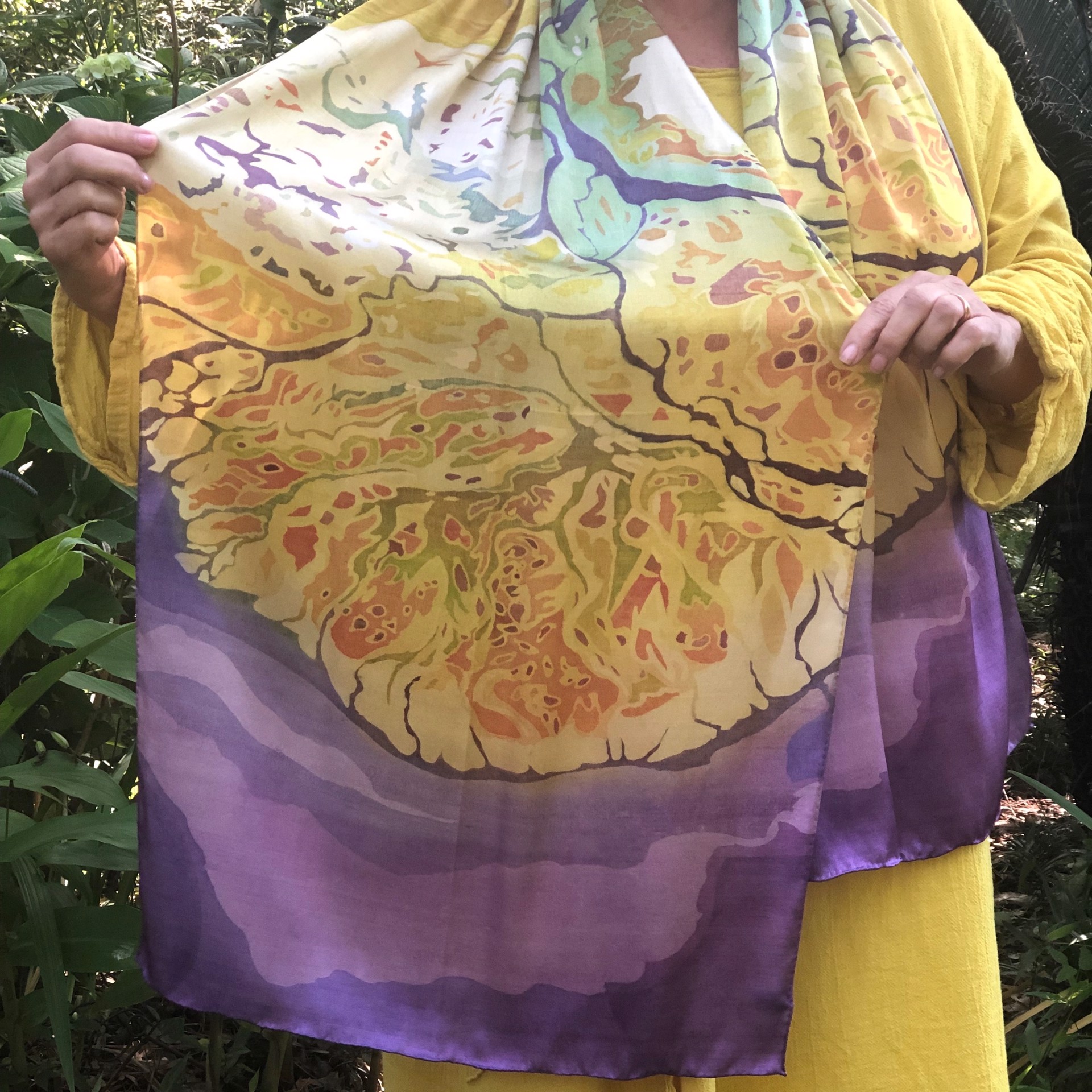 Yukon Delta printed silk scarf by Mary Edna Fraser