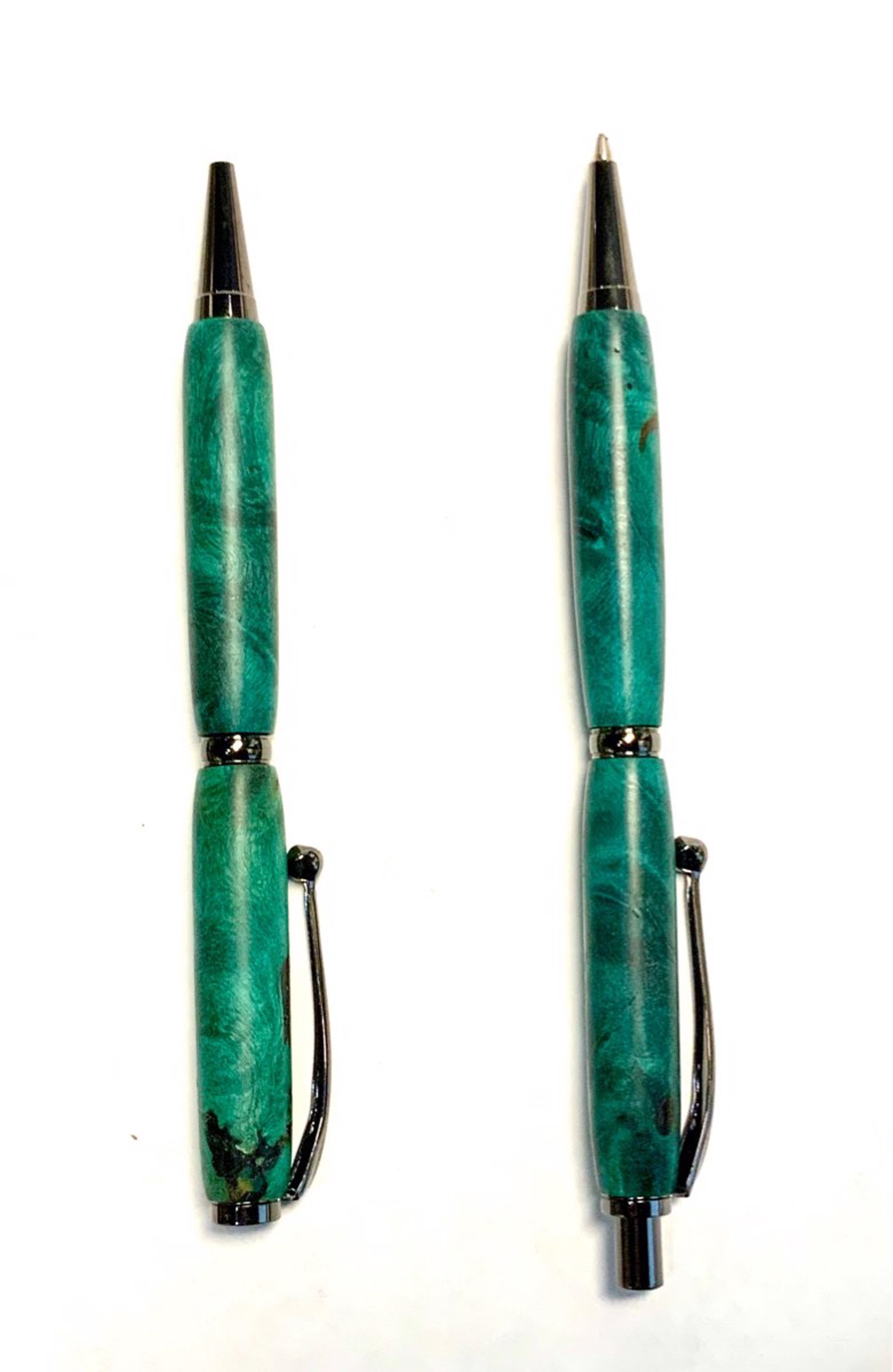Turquoise Box Elder Pen And Pencil Set by Tom Leazenby