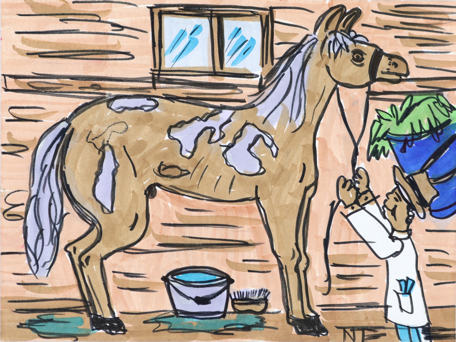 Veterinarian Checking on a Horse by Nonja Tiller