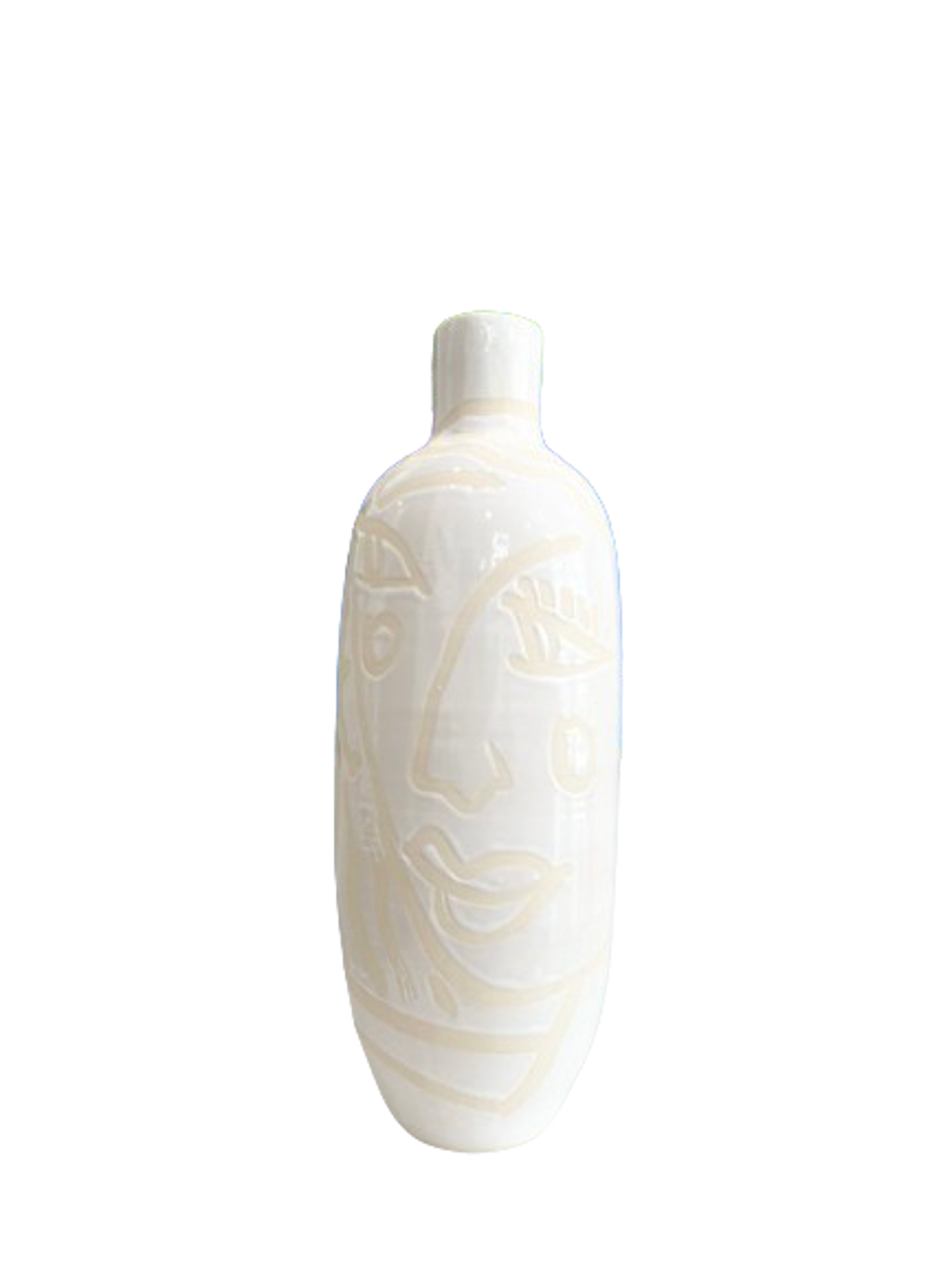 White & Cream Portrait Vase (Tall) by Adam Russell