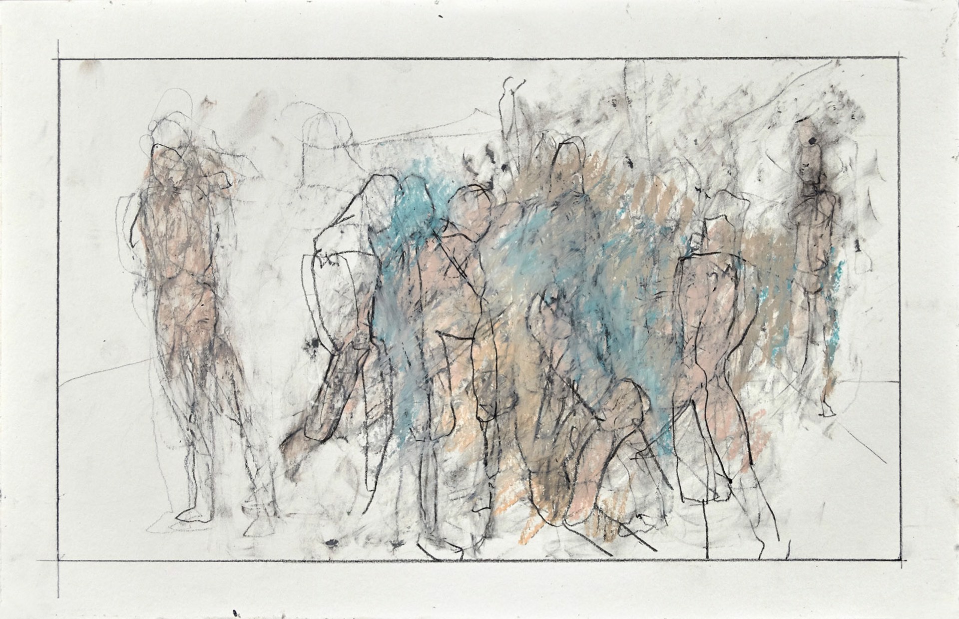 Drawings from Mt Gretna: Figure Group in Motion by Thaddeus Radell