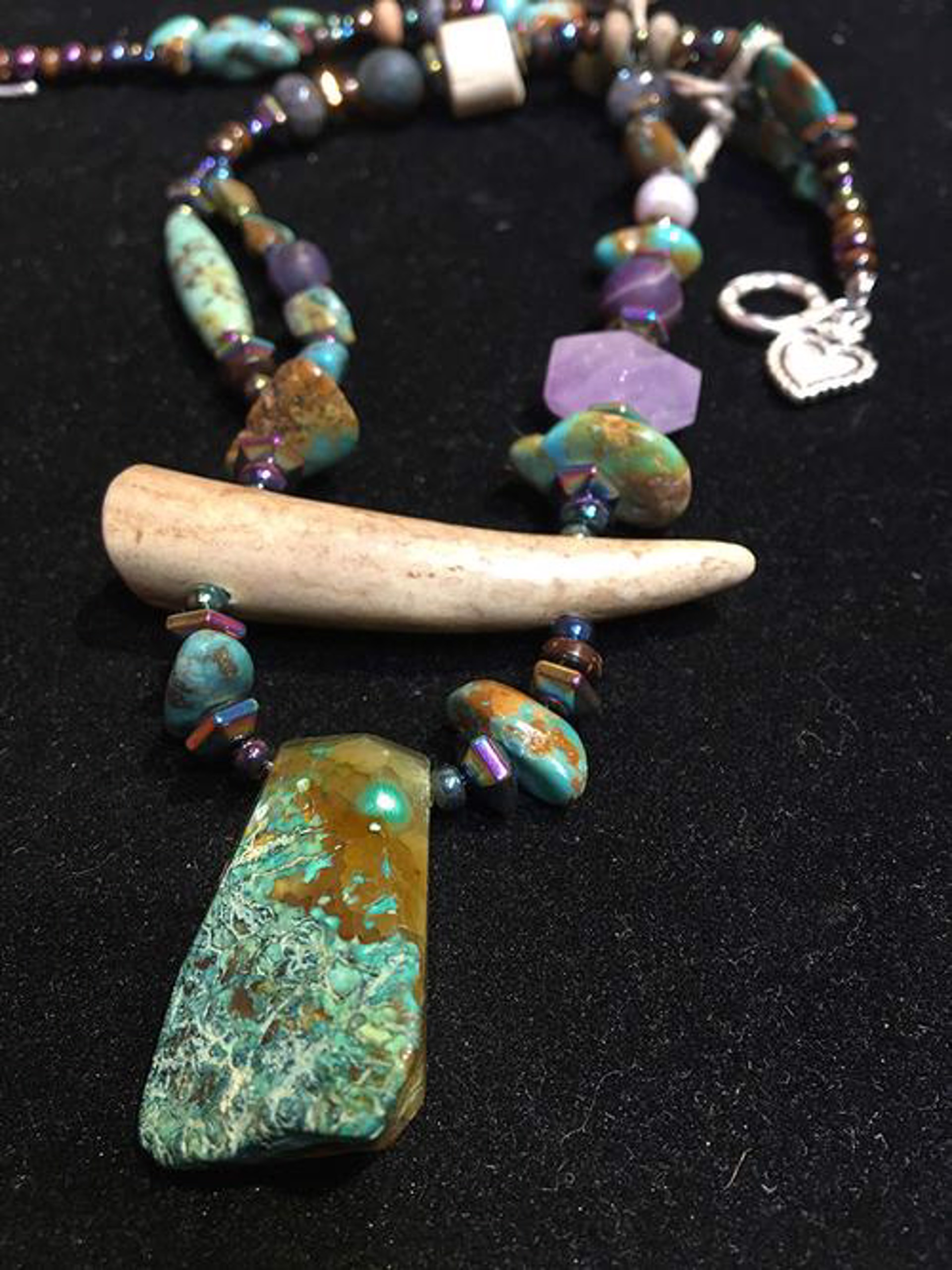 K234 Turquoise Agate Antler Necklace Short by Kelly Ormsby