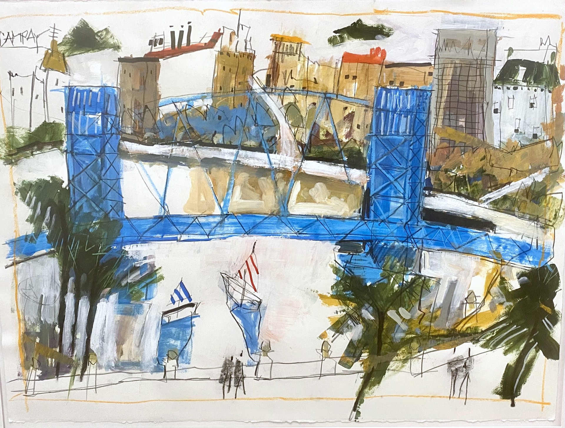 DownTown Blue Bridge by Dennis Campay