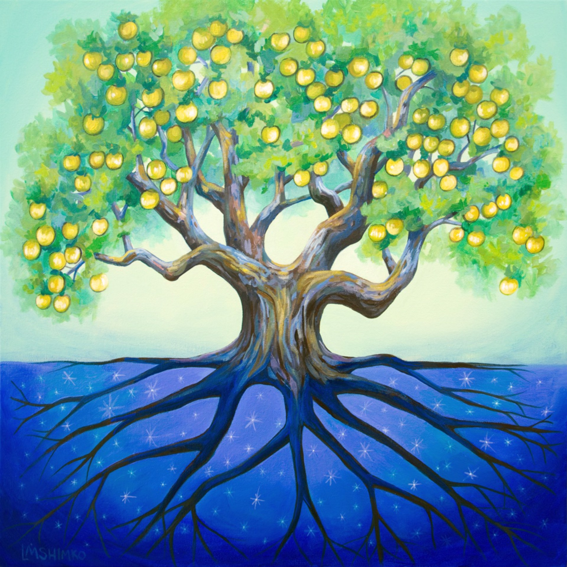 Golden Apple Tree of Life by Lisa Shimko