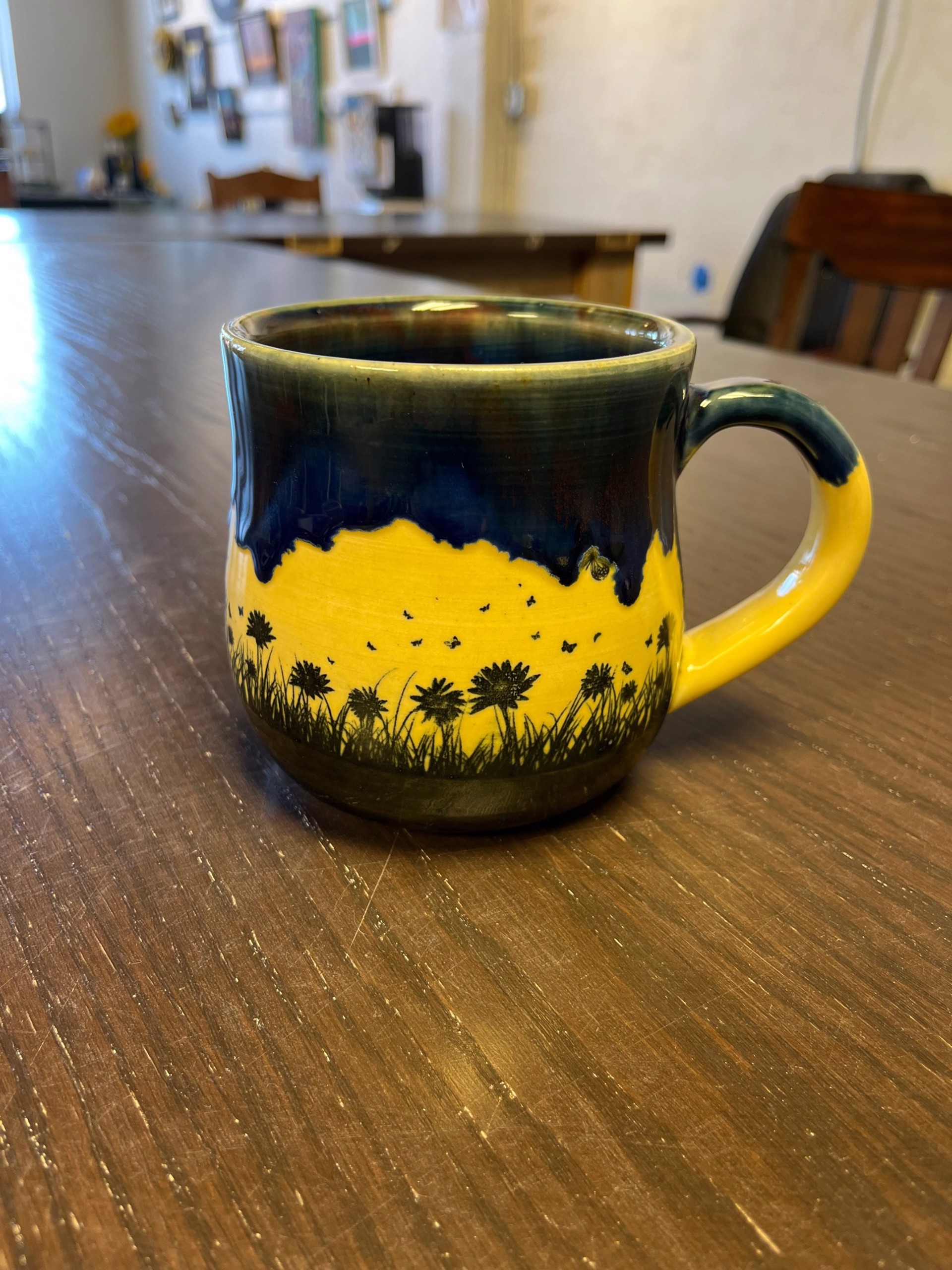 Yellow & Blue Silhouette Mug by Katy Nickell