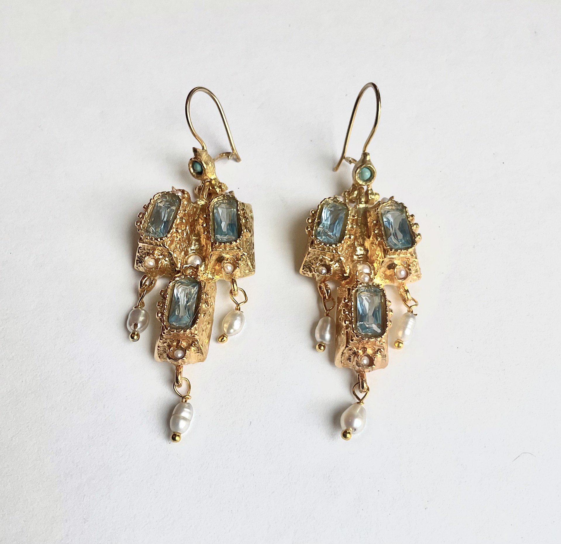 Aqua Chandelier Earrings by Lannie Cunningham Jewelry
