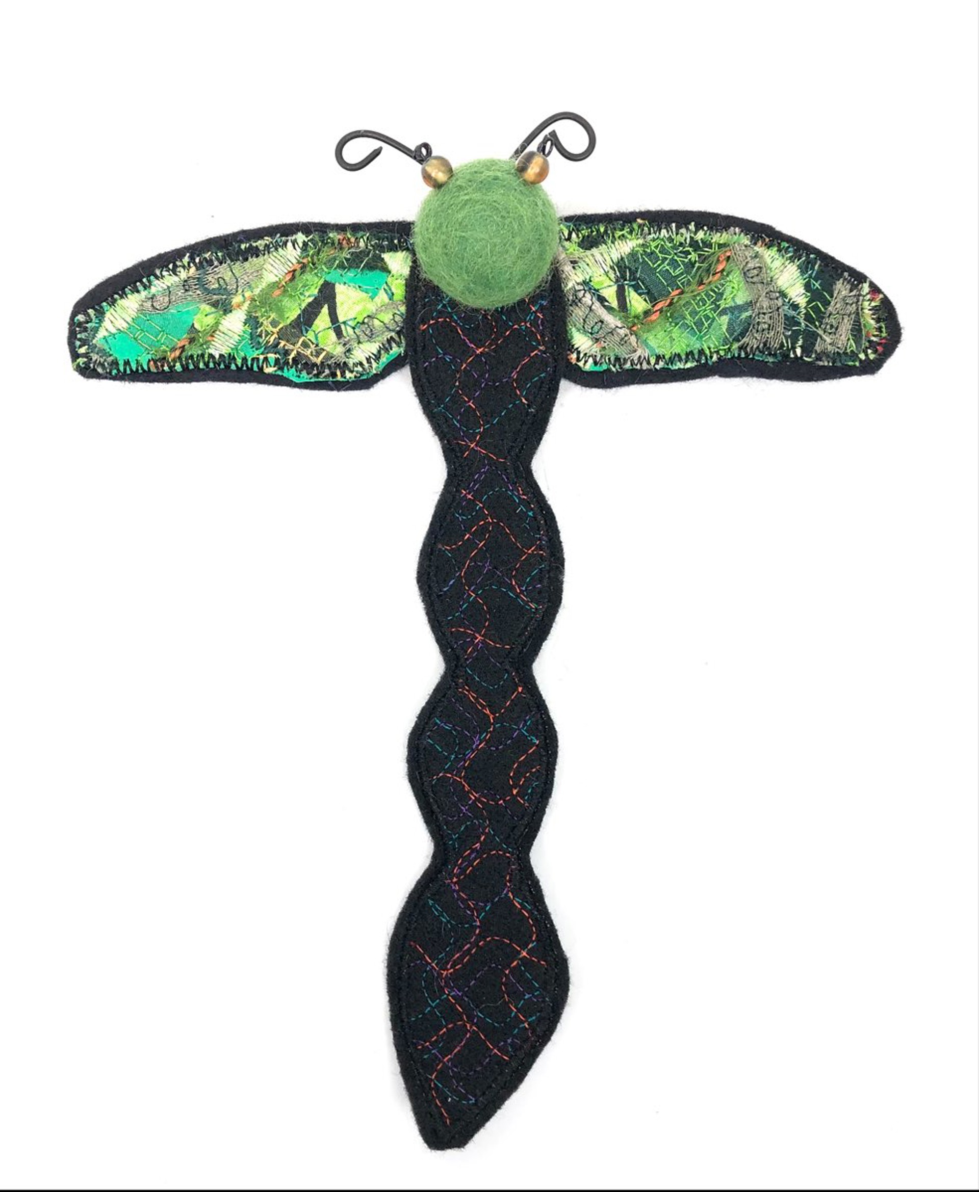 Small Fiber Art Dragonfly by Karen Linduska