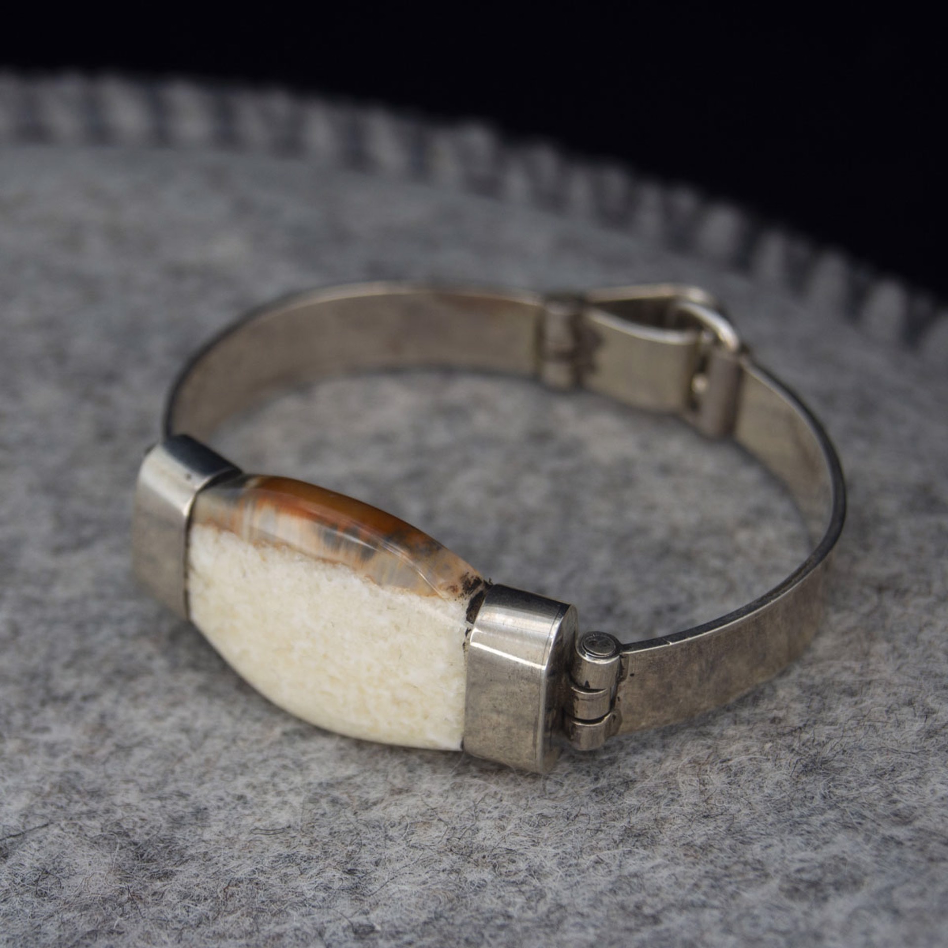 Walrus Tusk Oval Hinge Bracelet by Rex Foster