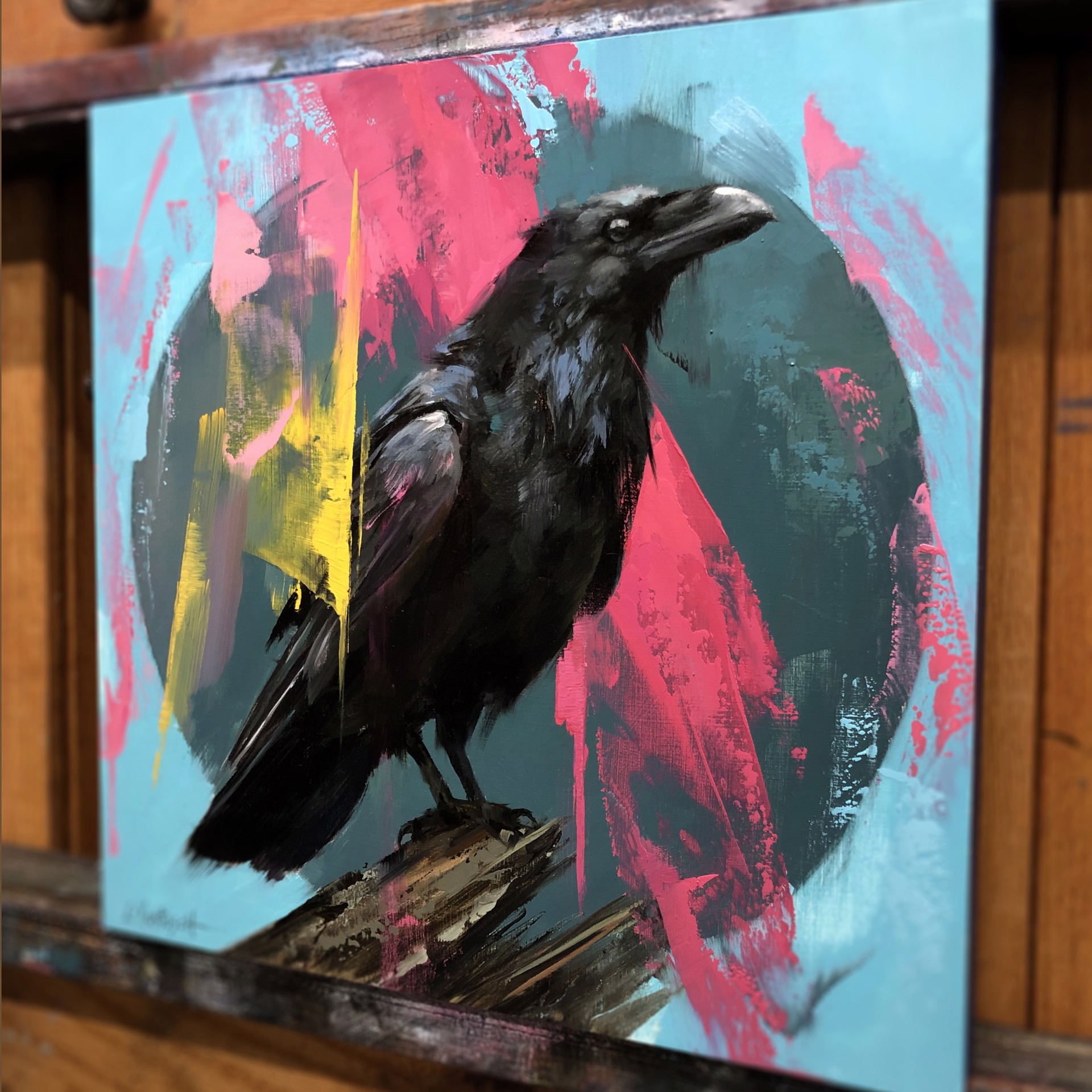 The Raven on Shades of Turquoise by Lindsey Kustusch