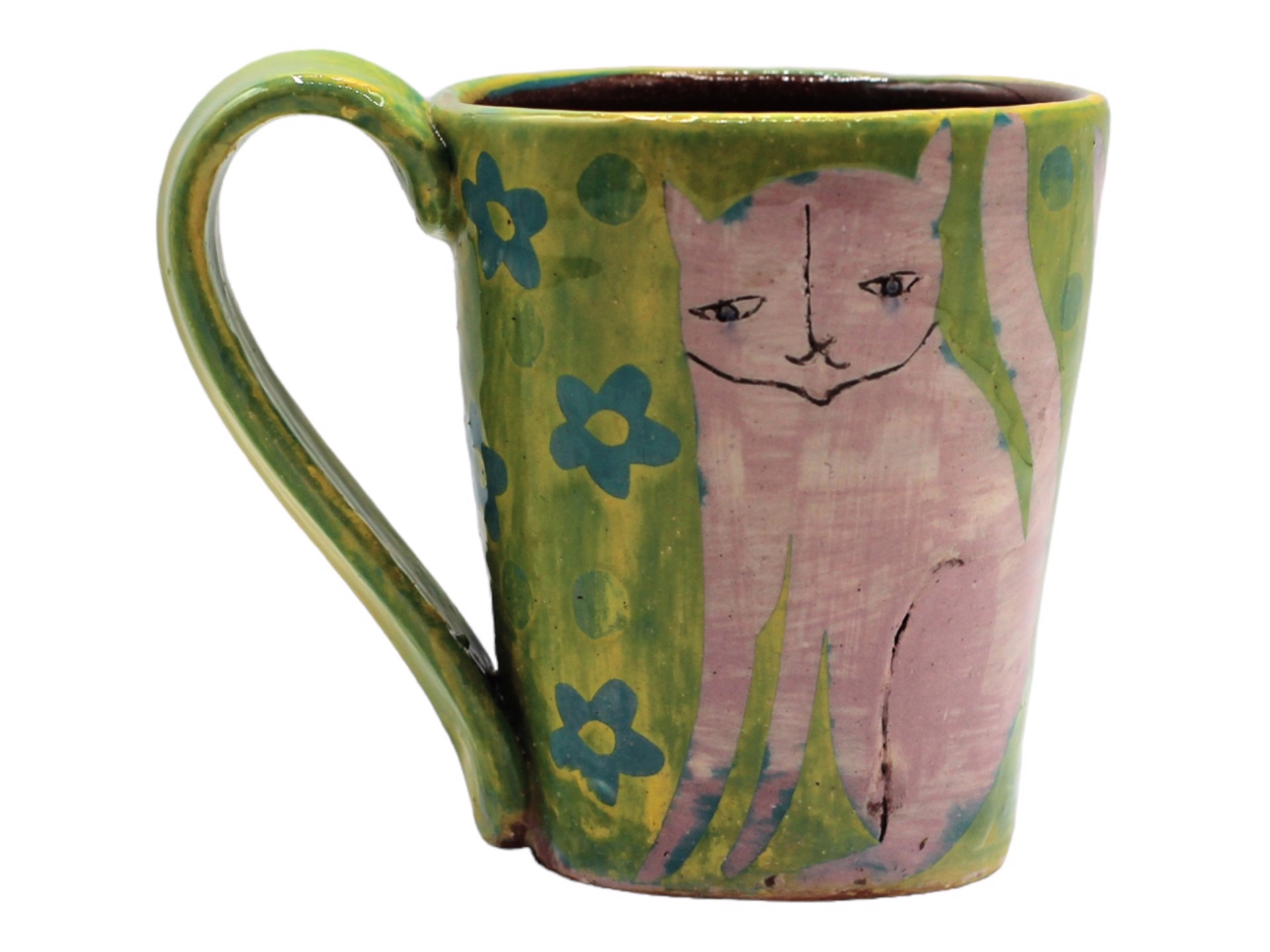 Cat Yellow Mug by Priscilla Dahl