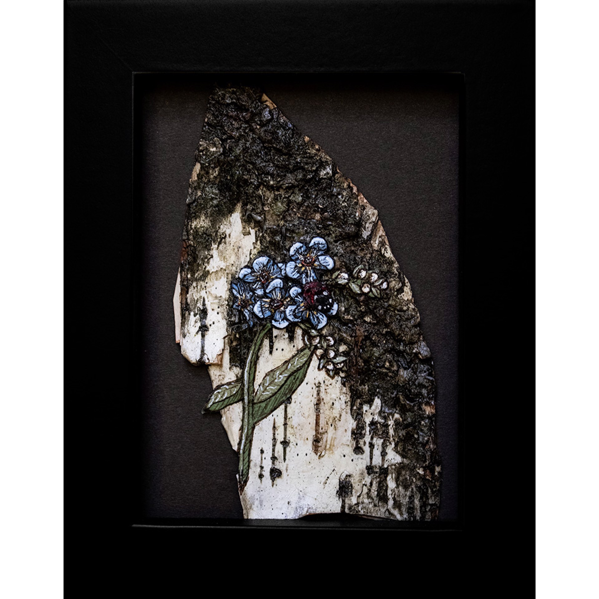 Forget Me Not With Ladybug (Collage) by Willow Bayer