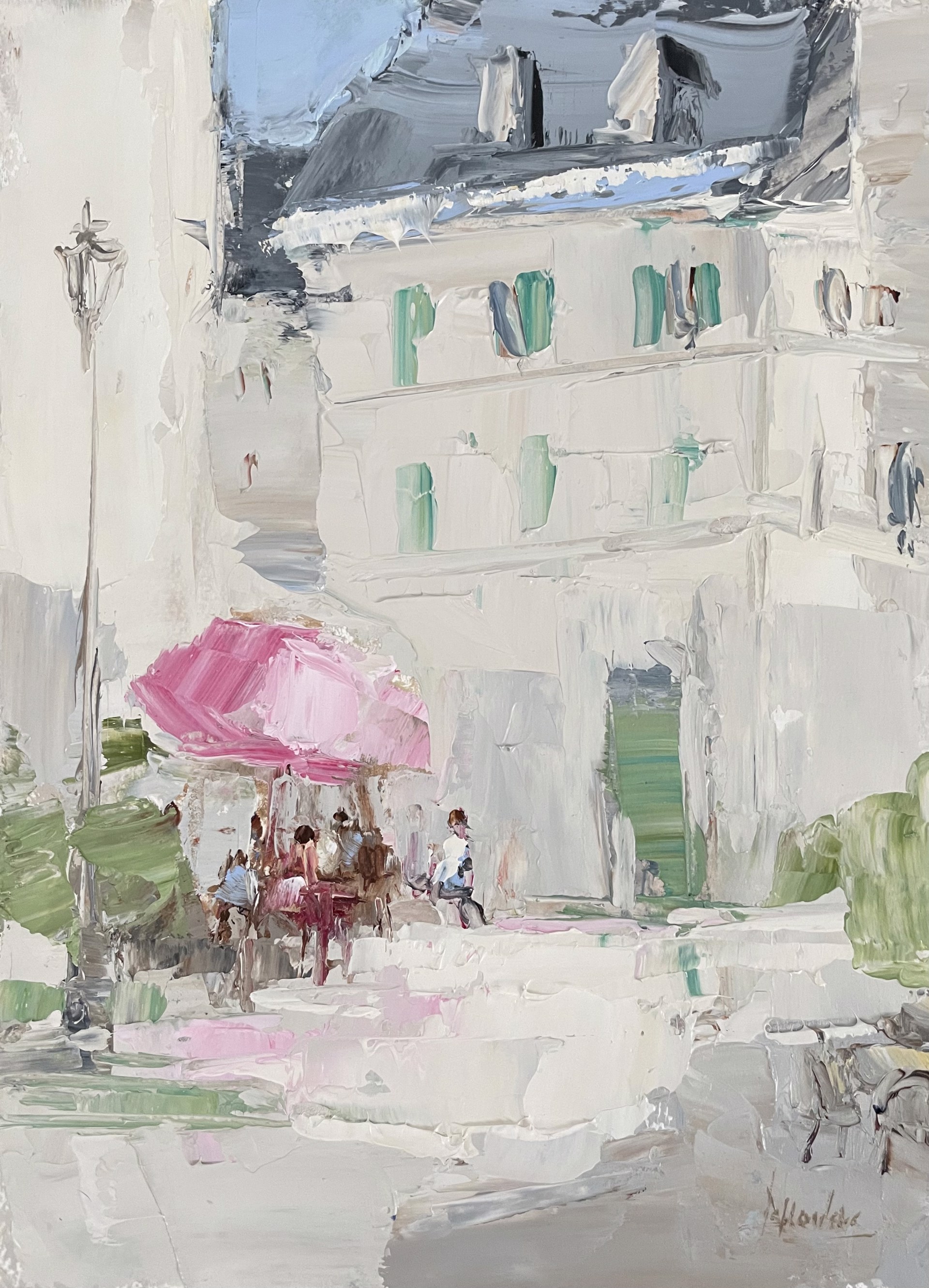 Shady Spot In French Village {SOLD} by Barbara Flowers