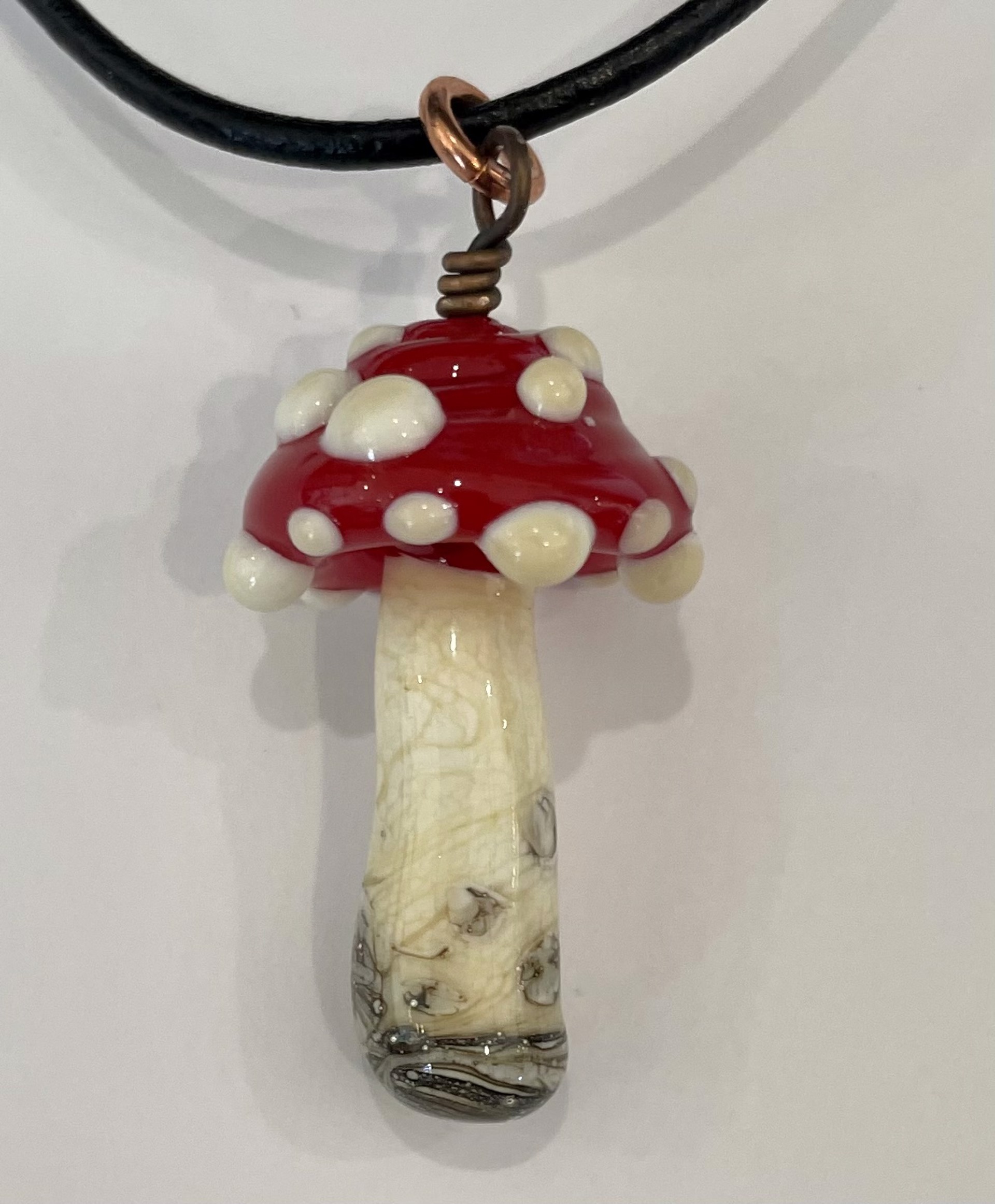 Red Dotted Mushroom Large Necklace by Emelie Hebert