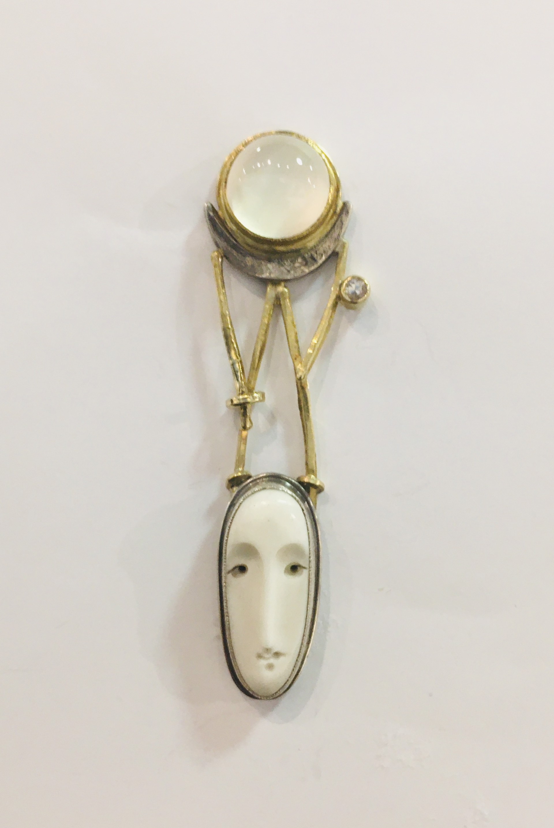 Moon Goddess Pin/Pendant (SOLD) by CAROLYN MORRIS BACH