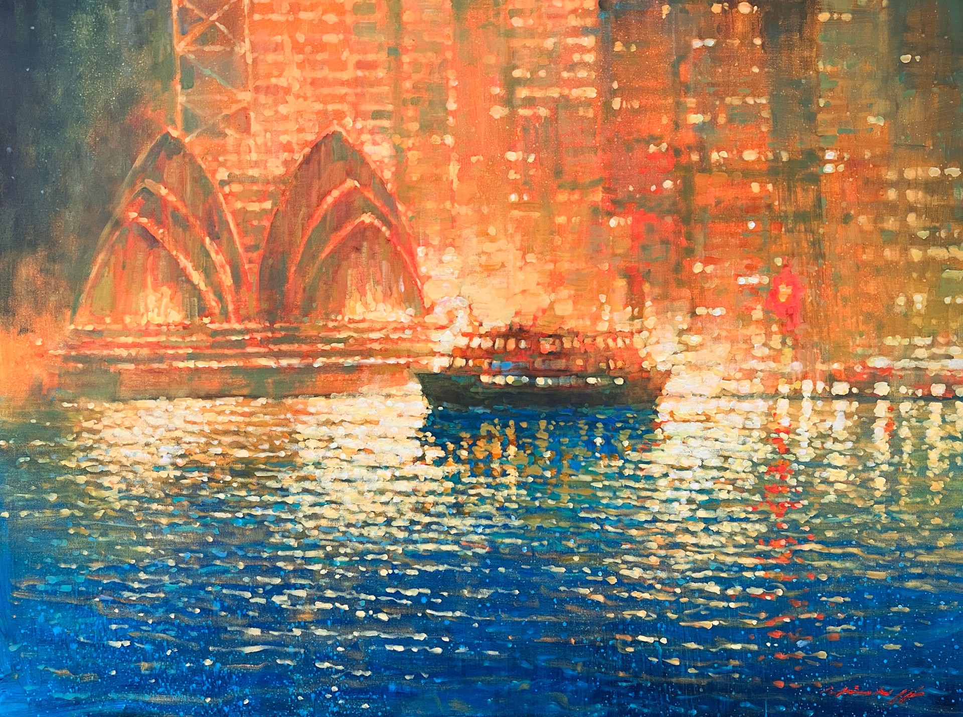 Golden Night on the Harbour by David Hinchliffe