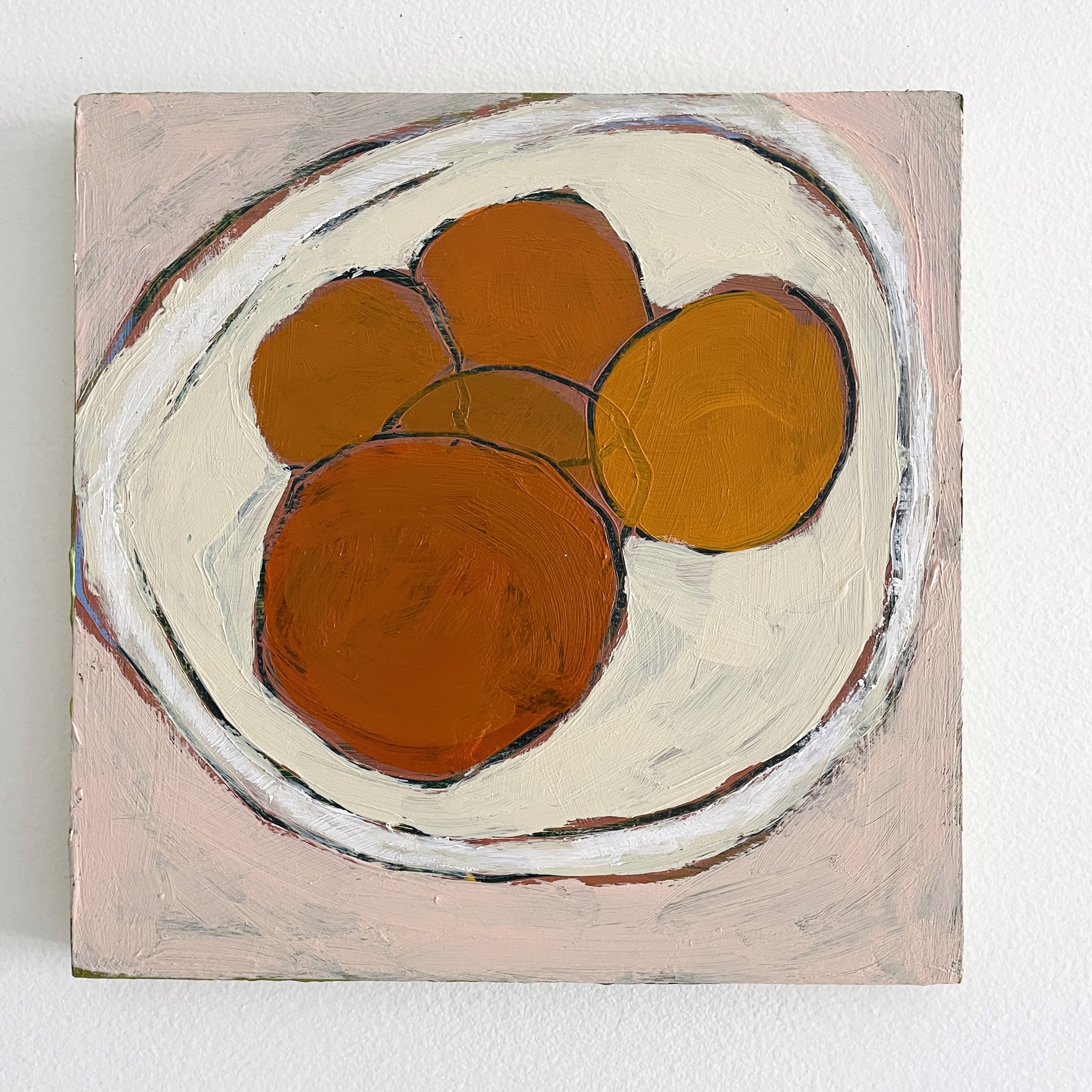 Five Oranges on White Plate by Rachael Van Dyke
