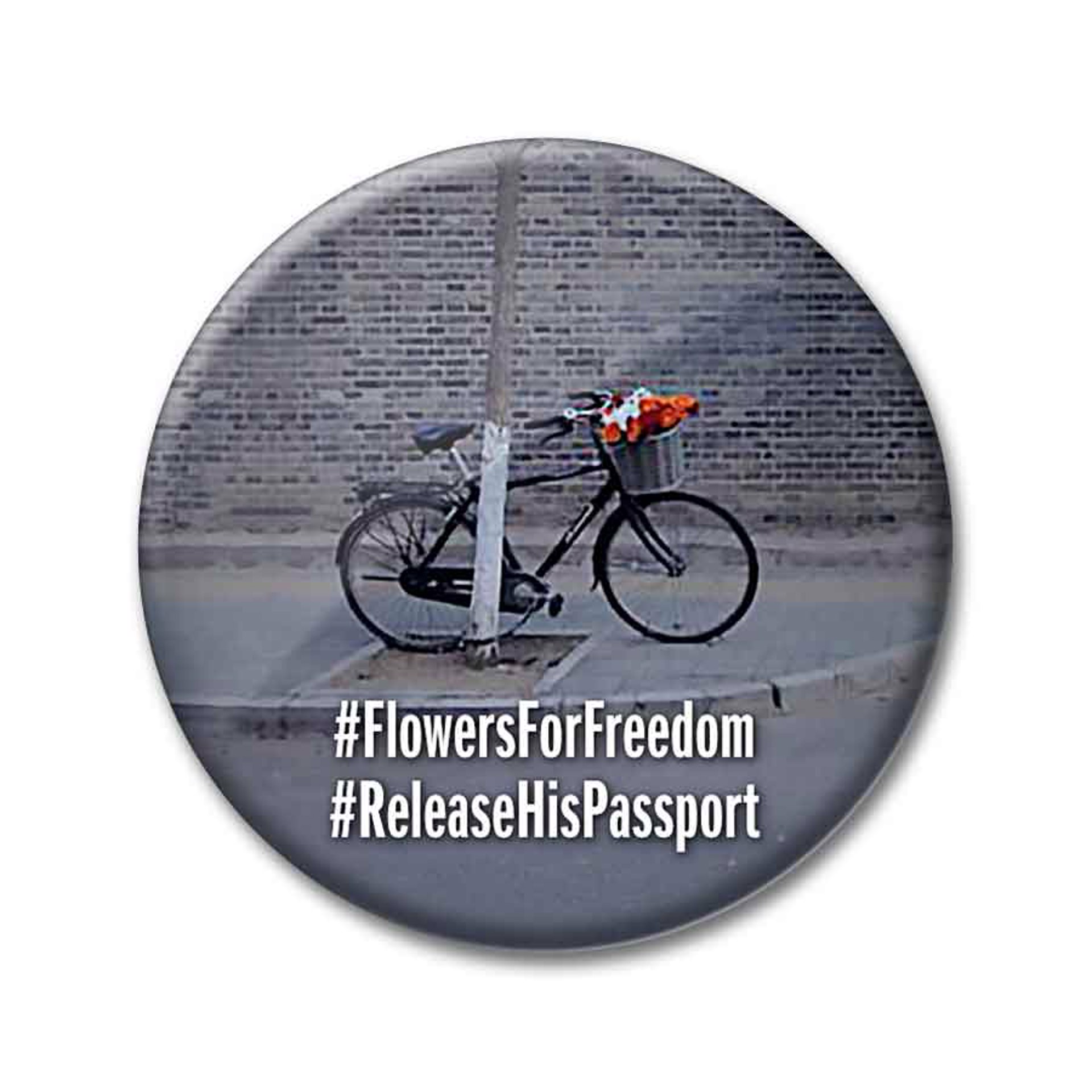 Ai Weiwei Bicycle Flowers for Freedom 2.25 inch Pin by Ai Weiwei