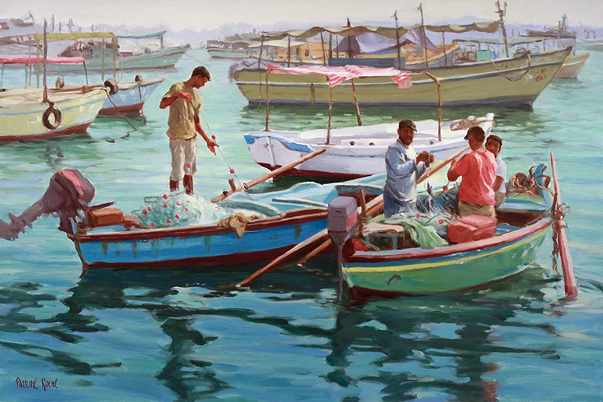 Fishermen in the Harbor by Pauline Roche