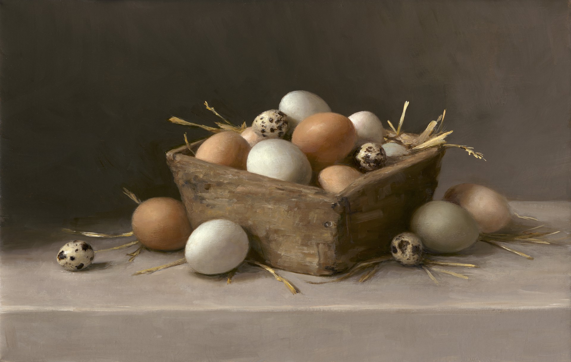 Eggs in a Wooden Bowl by Sarah Lamb