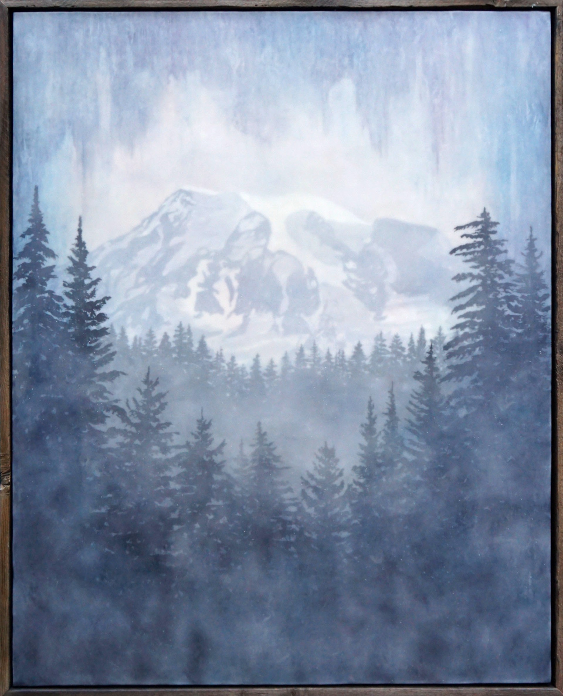 Encaustic And Milk Paint Depiction Of Mt Rainier By Bridgette Meinhold At Gallery Wild