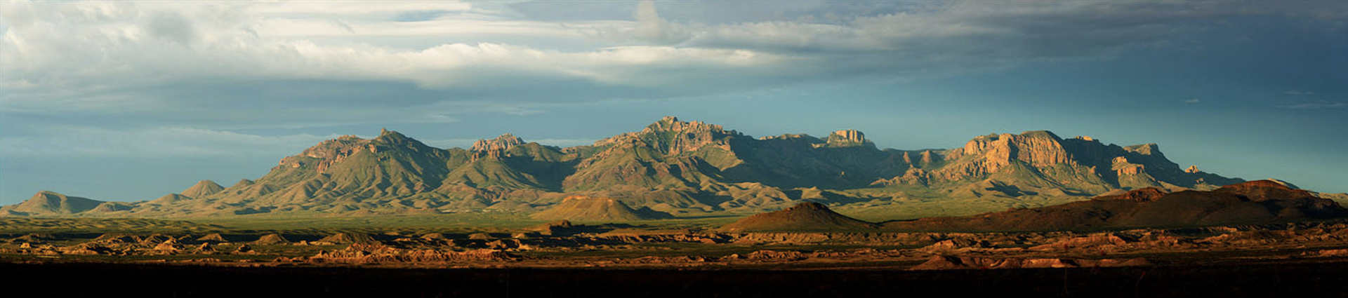 Chisos from Old Ore Road Panoramic by James H. Evans