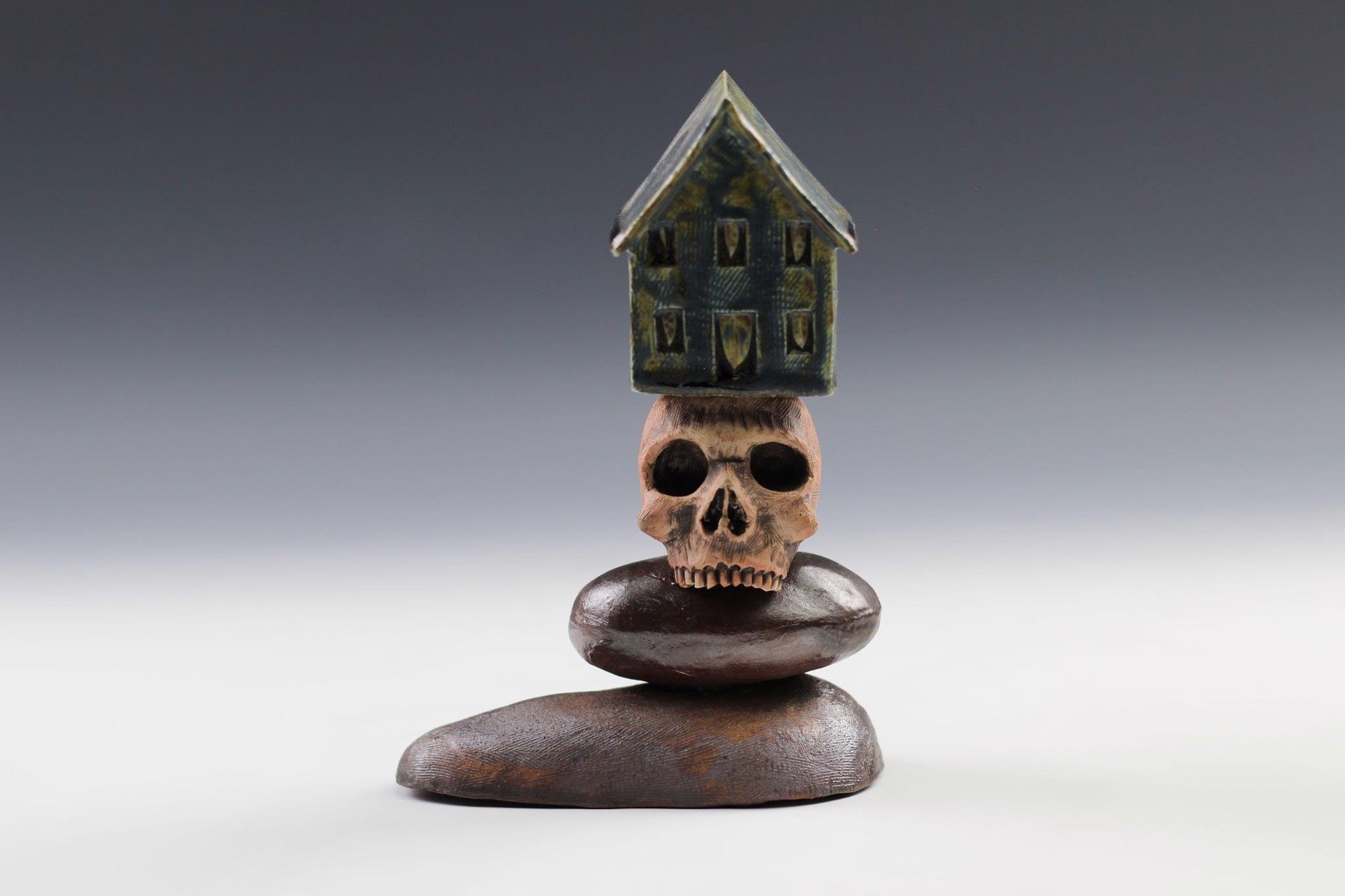 House Skull Sculpture by Ryan Myers