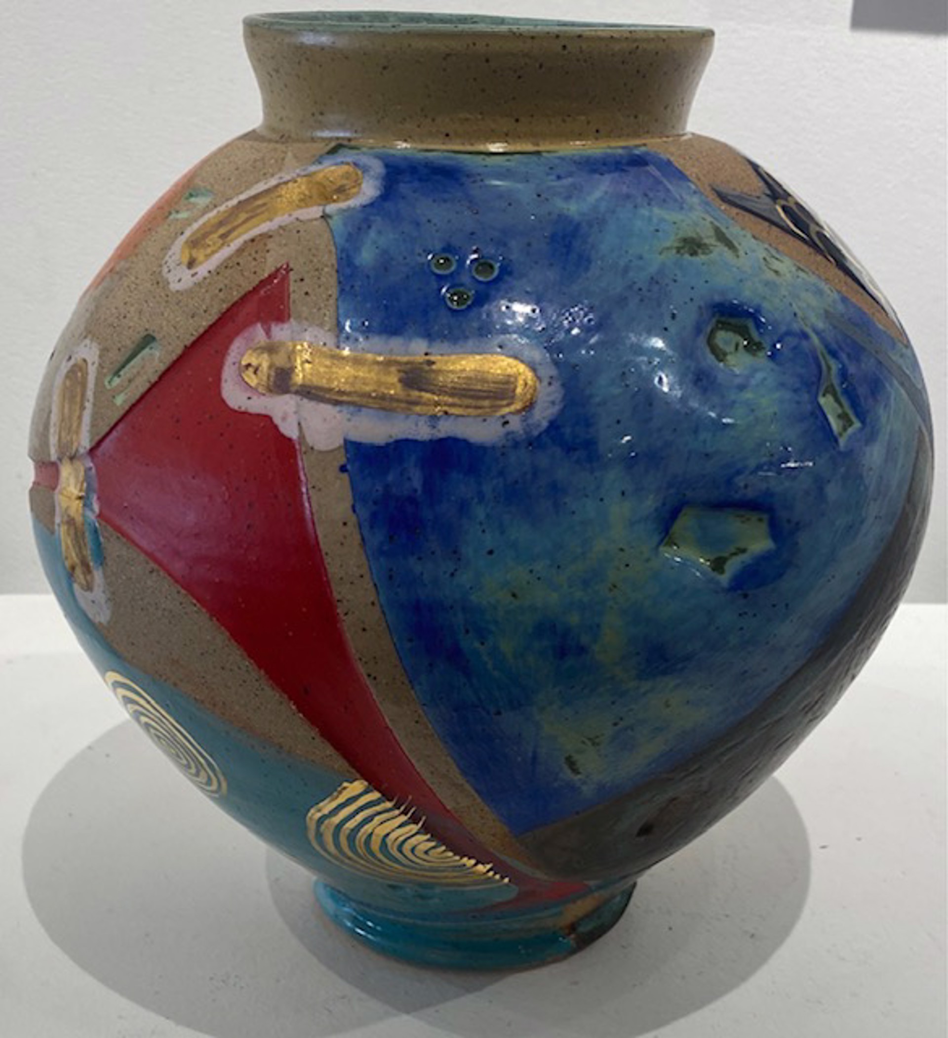 Moon Vase Blue and Gold by Steve Kelly